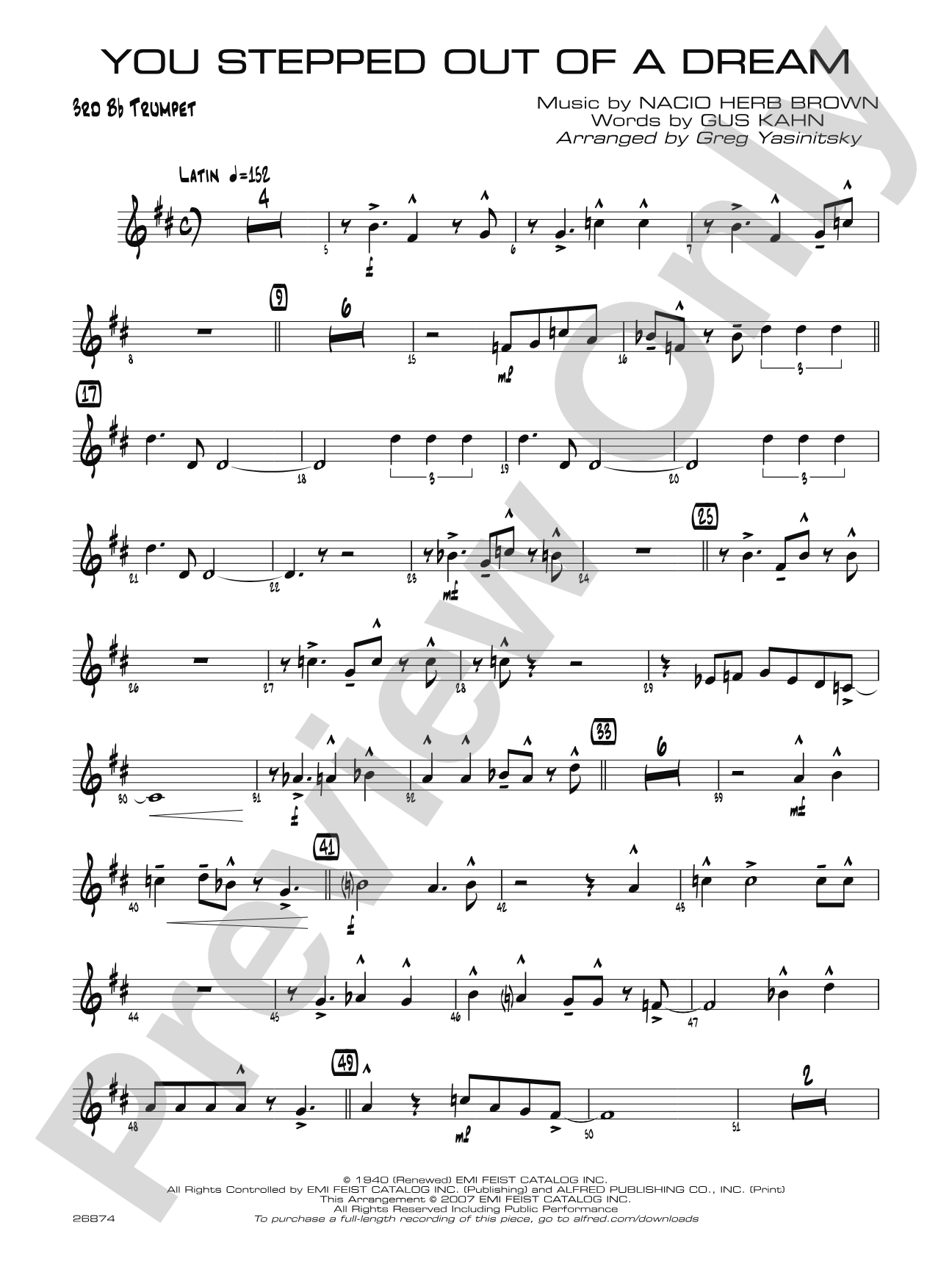 You Stepped Out of a Dream: 3rd B-flat Trumpet