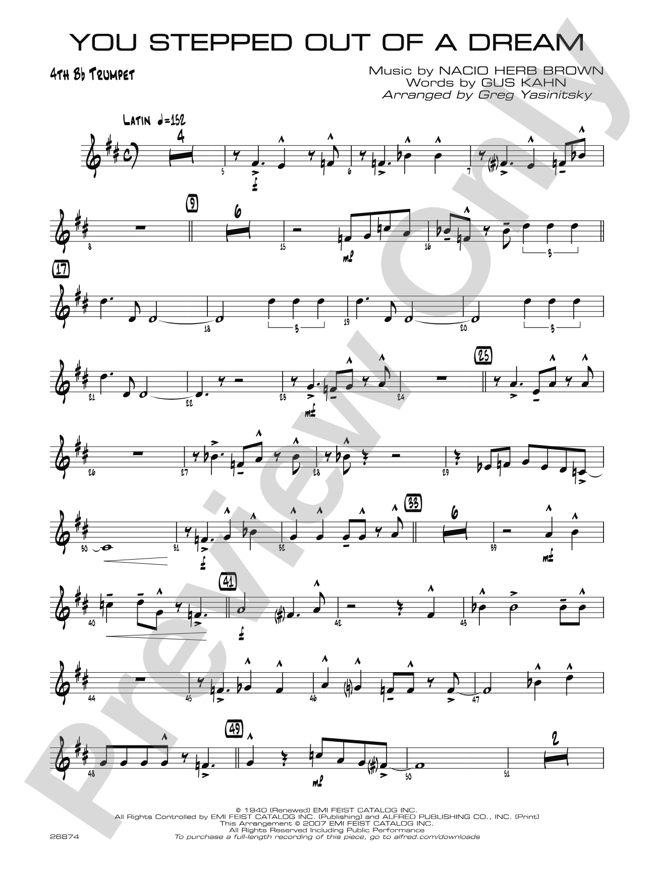 You Stepped Out of a Dream: 4th B-flat Trumpet