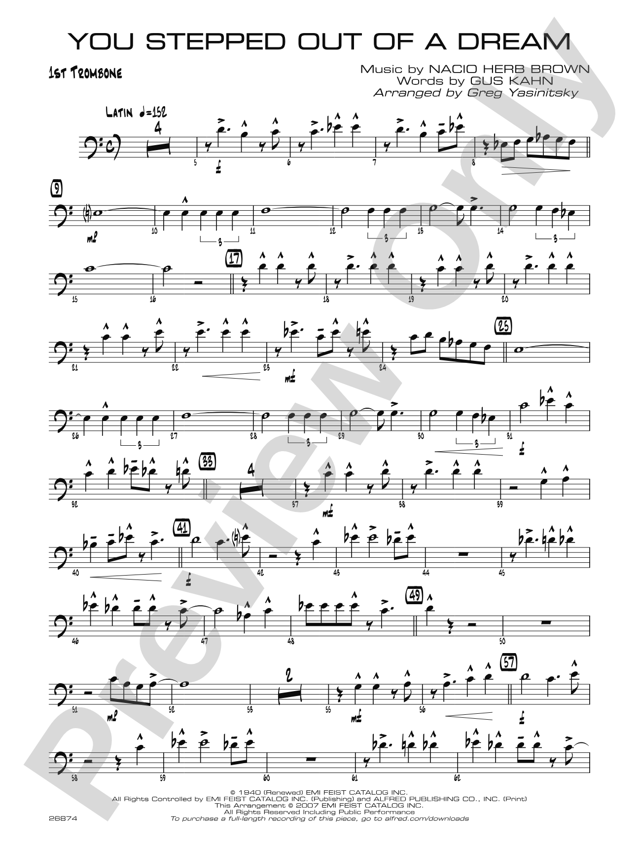 You Stepped Out of a Dream: 1st Trombone