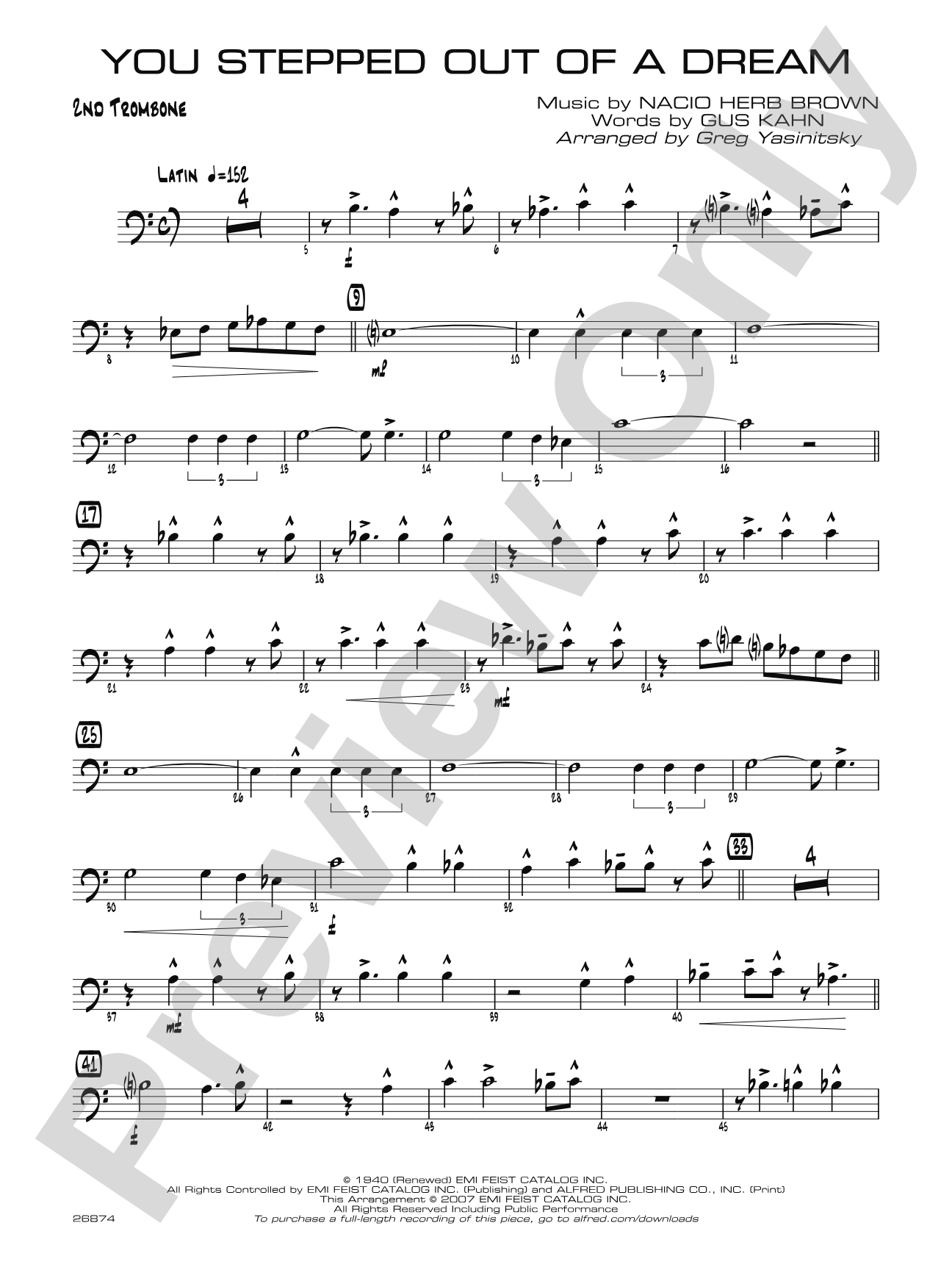 You Stepped Out of a Dream: 2nd Trombone