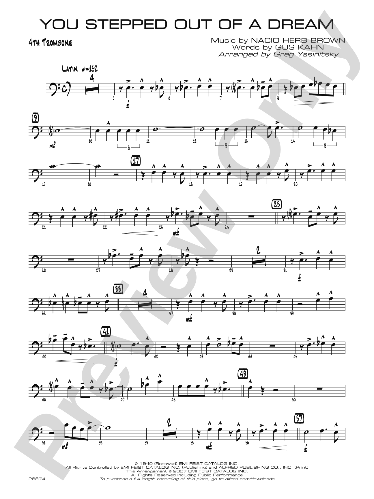 You Stepped Out of a Dream: 4th Trombone