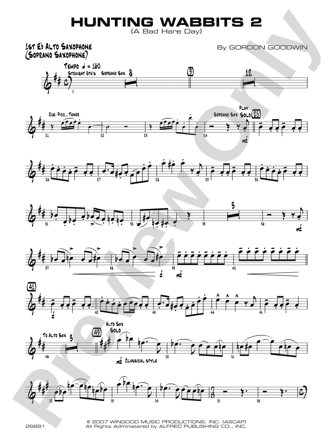 Hunting Wabbits 2 (A Bad Hare Day): 1st Eb Alto Saxophone (Soprano Sax)