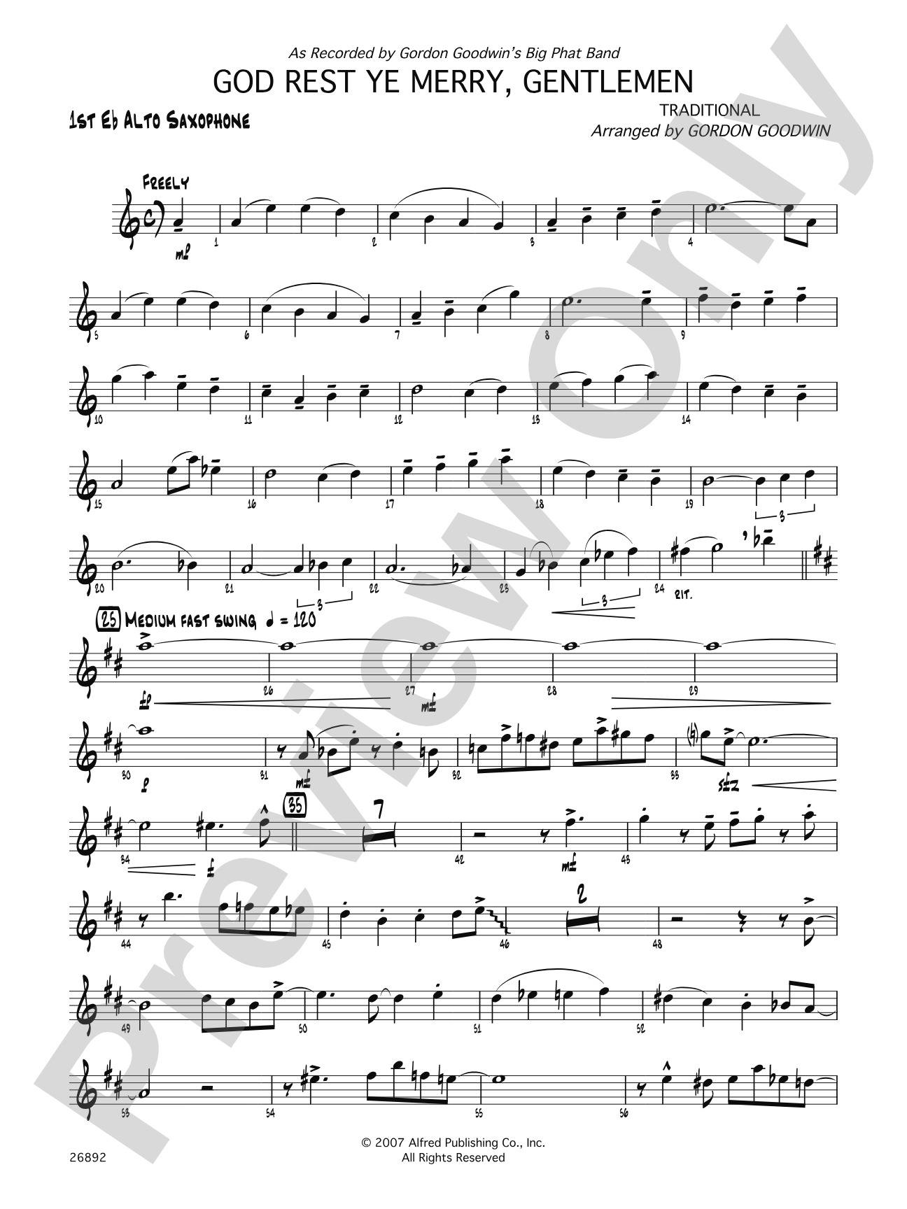 God Rest Ye Merry Gentlemen: E-flat Alto Saxophone