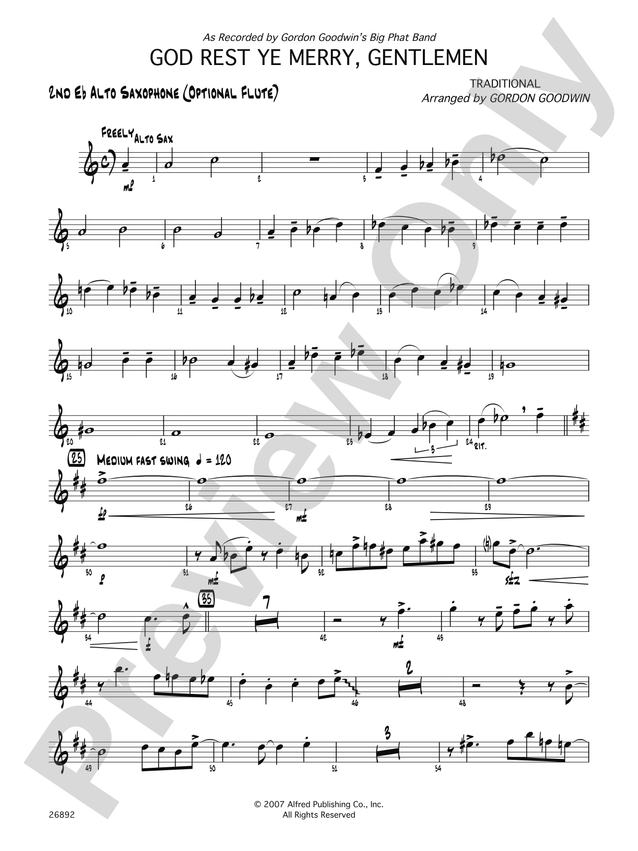 God Rest Ye Merry Gentlemen: 2nd E-flat Alto Saxophone