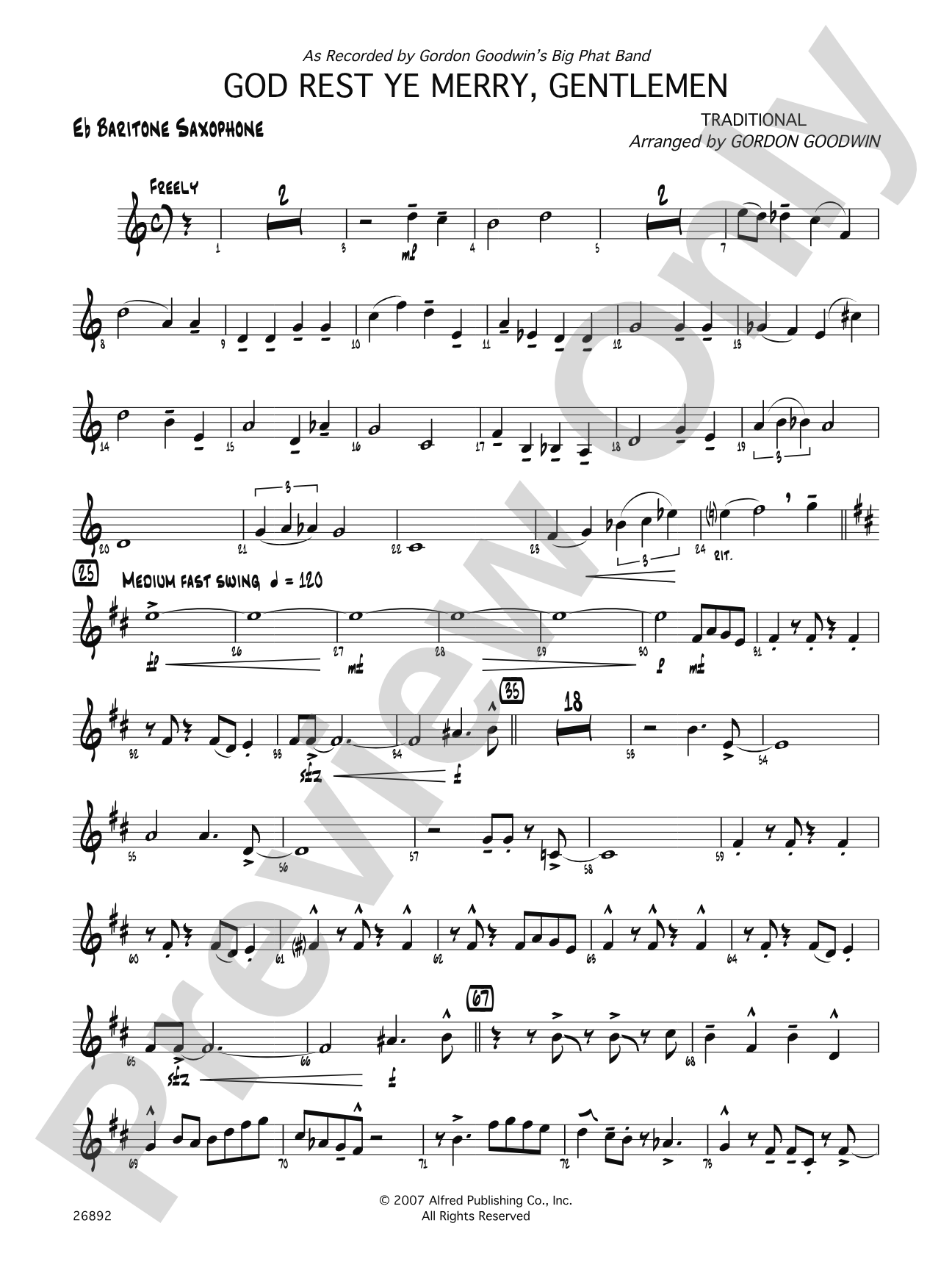 God Rest Ye Merry Gentlemen: E-flat Baritone Saxophone