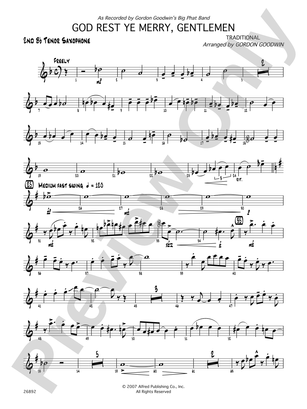 God Rest Ye Merry Gentlemen: 2nd B-flat Tenor Saxophone