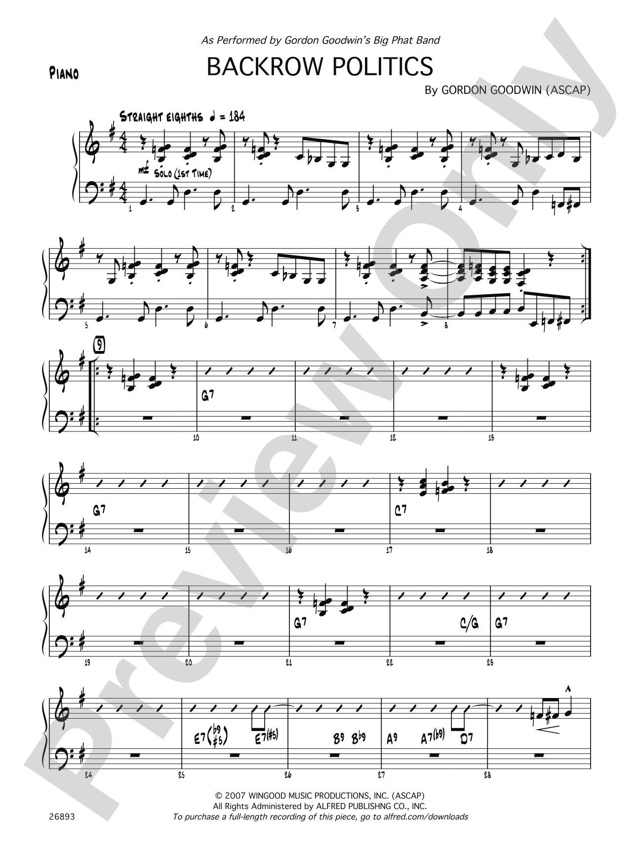 Backrow Politics: Piano Accompaniment