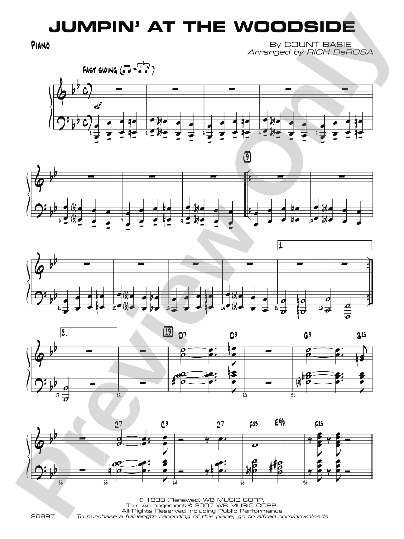 Jumpin' at the Woodside: Piano Accompaniment