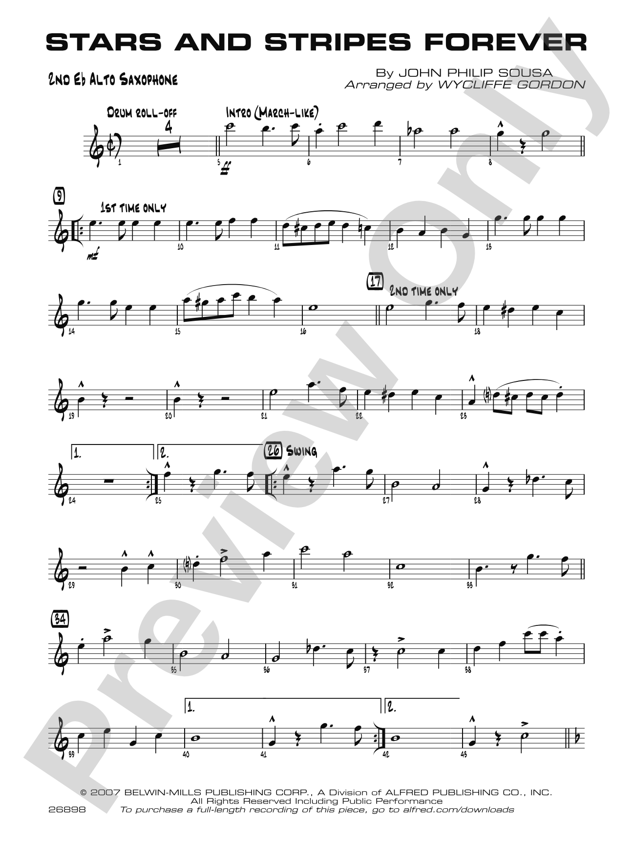 Stars and Stripes Forever: 2nd E-flat Alto Saxophone