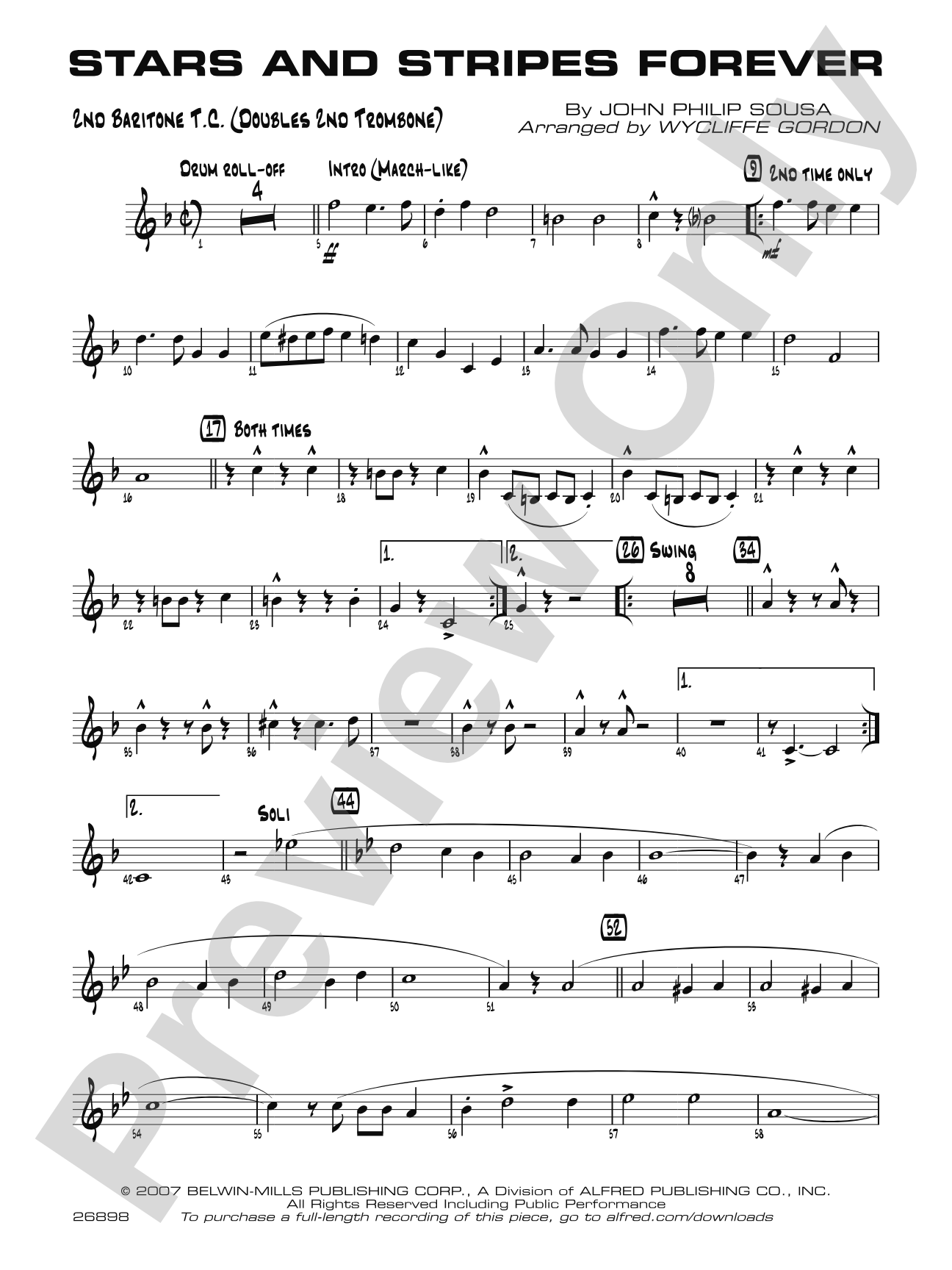 Stars and Stripes Forever: 2nd Baritone T.C.