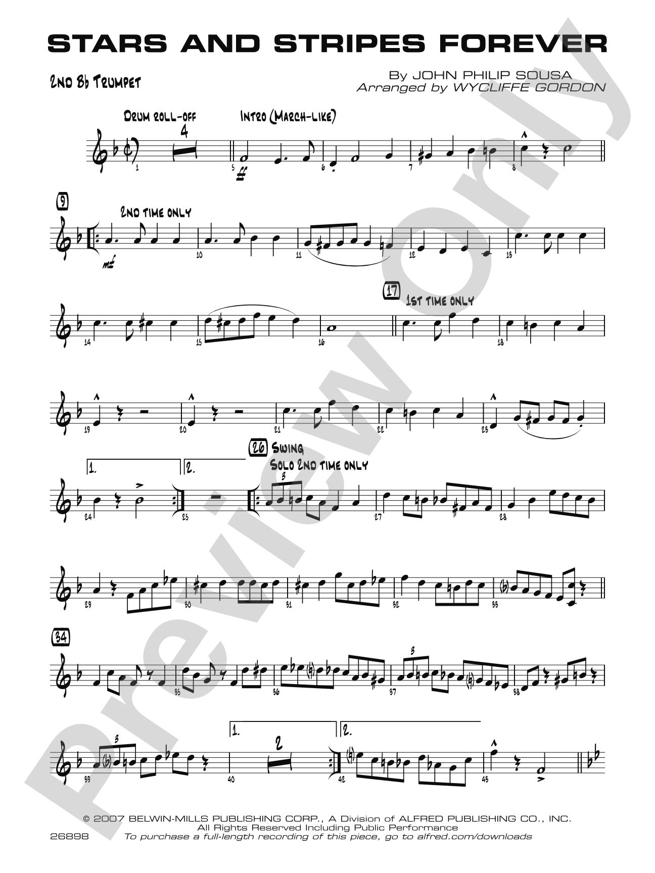 Stars and Stripes Forever: 2nd B-flat Trumpet