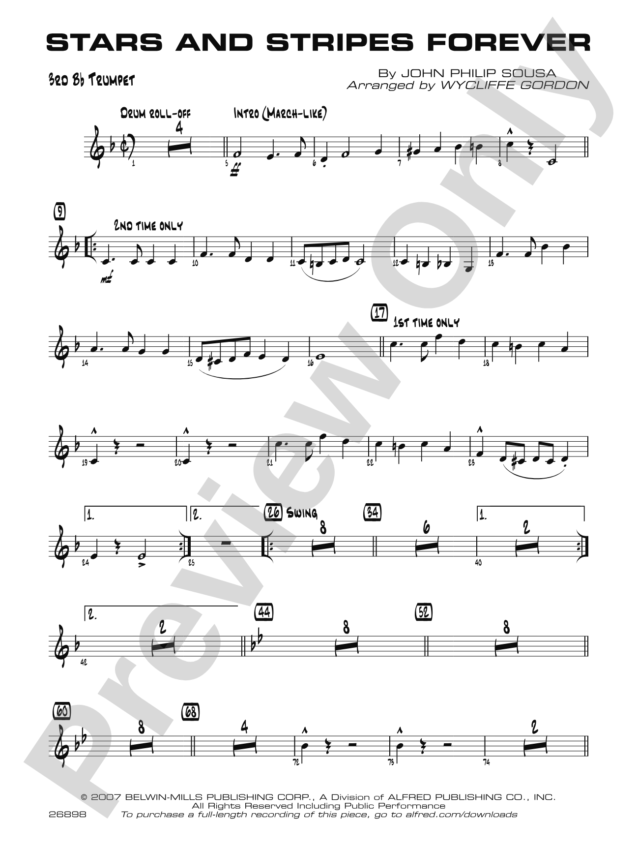 Stars and Stripes Forever: 3rd B-flat Trumpet