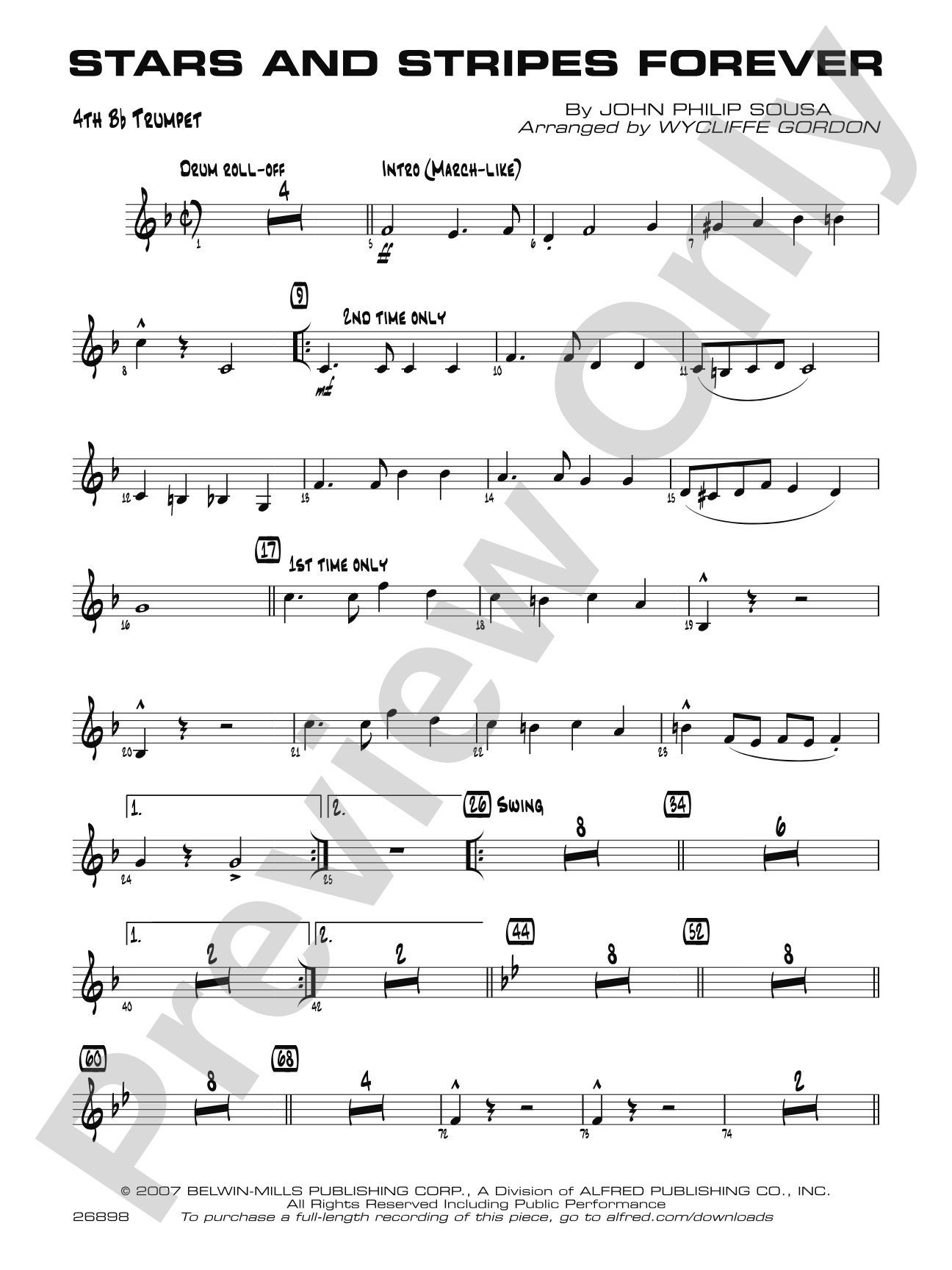 Stars and Stripes Forever: 4th B-flat Trumpet