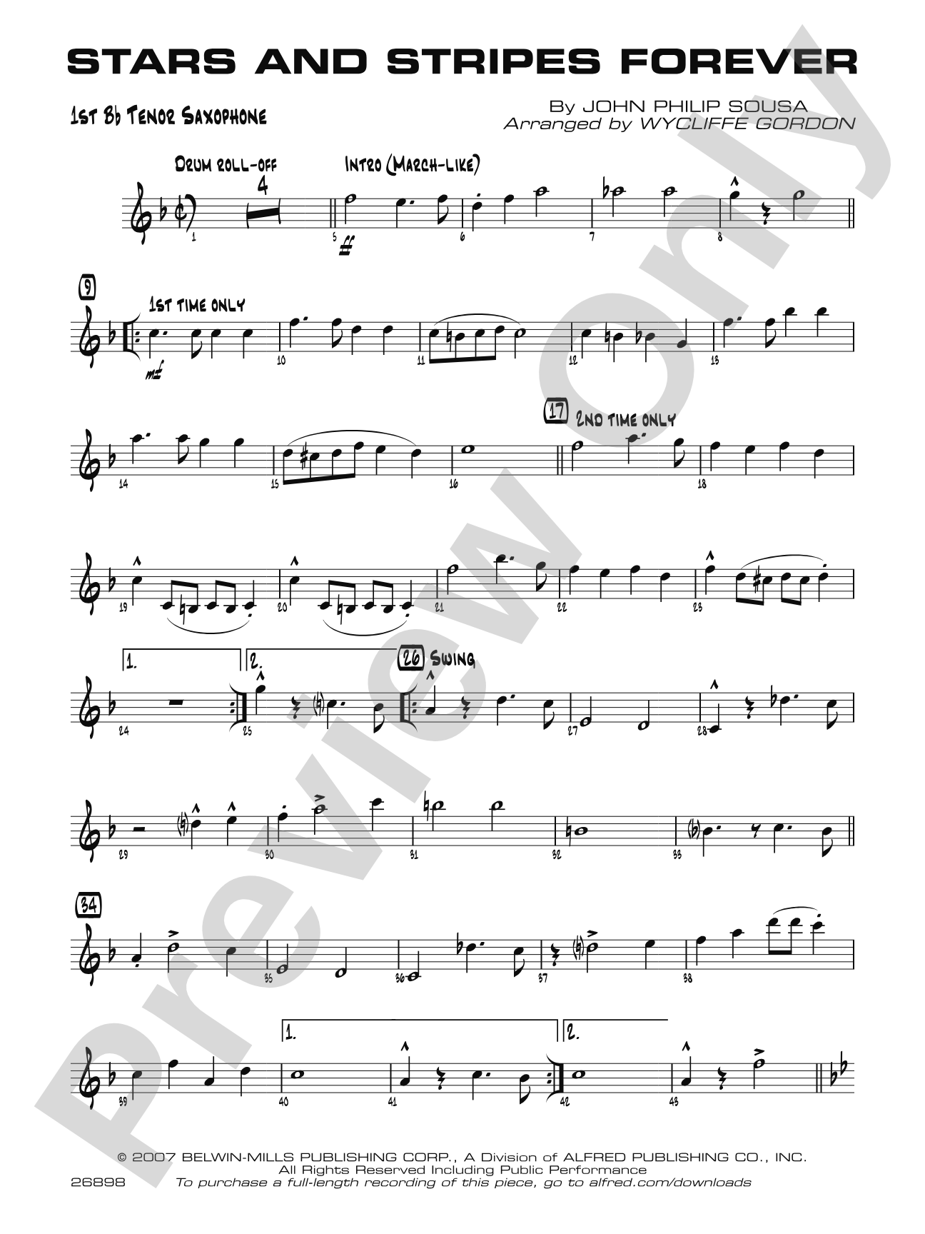 Stars and Stripes Forever: B-flat Tenor Saxophone