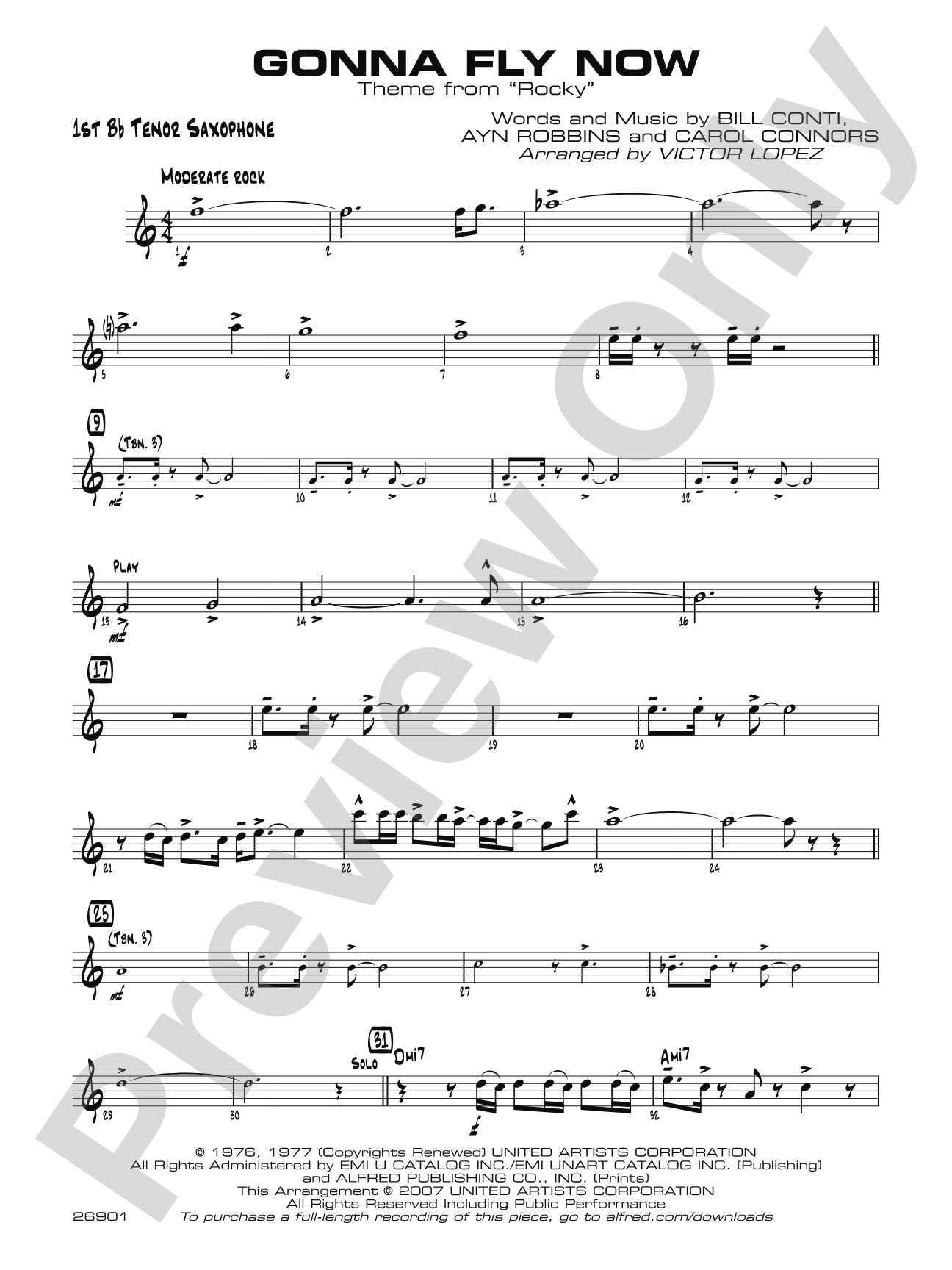 Gonna Fly Now: B-flat Tenor Saxophone