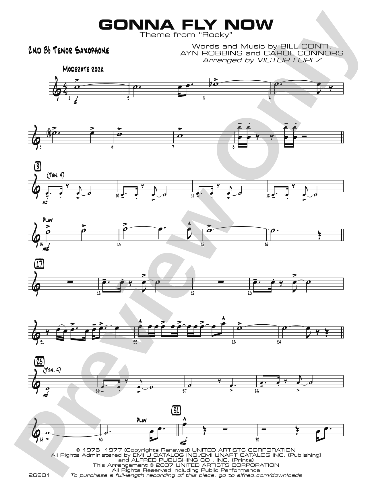 Gonna Fly Now: 2nd B-flat Tenor Saxophone