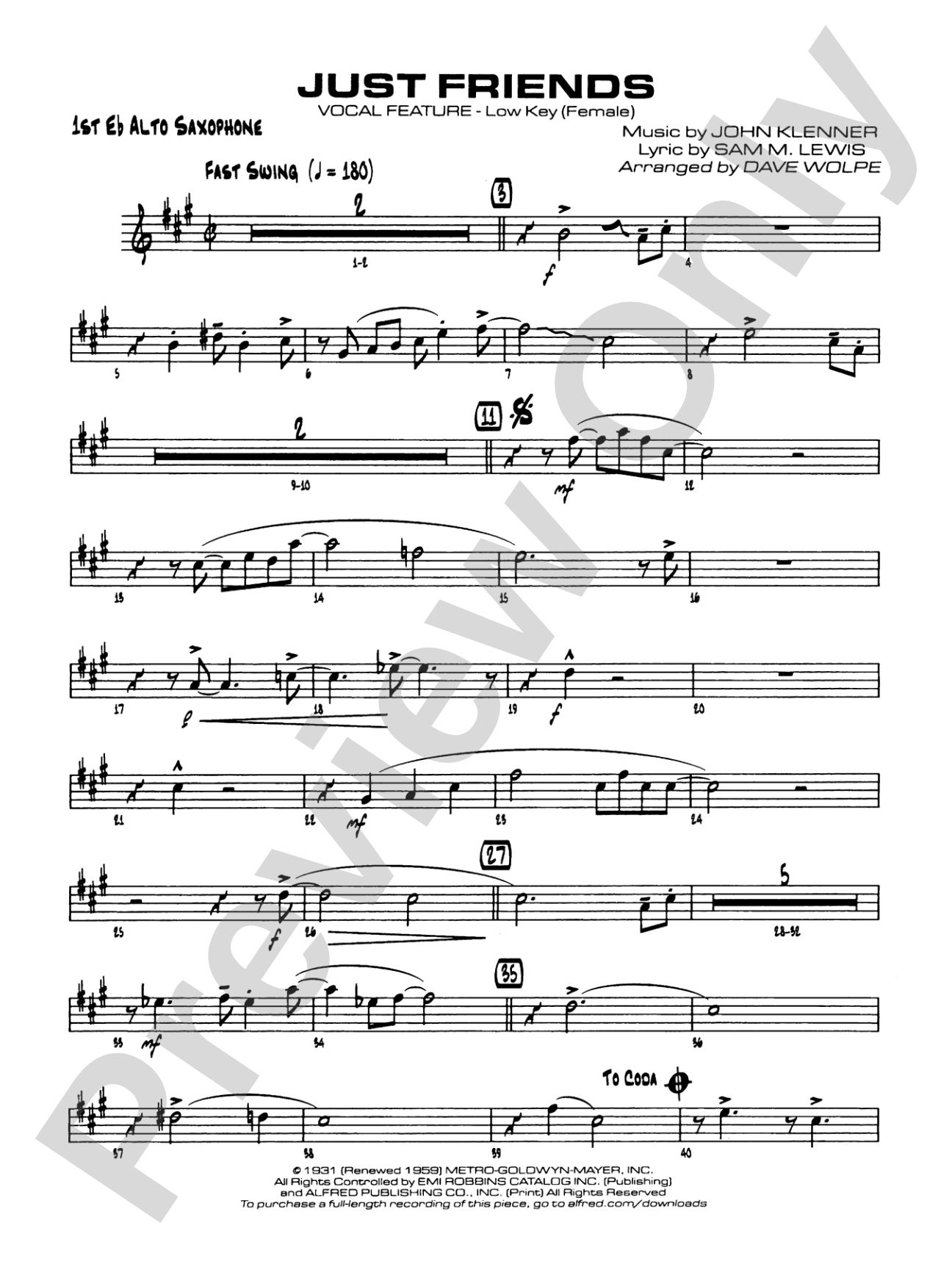 Just Friends: E-flat Alto Saxophone