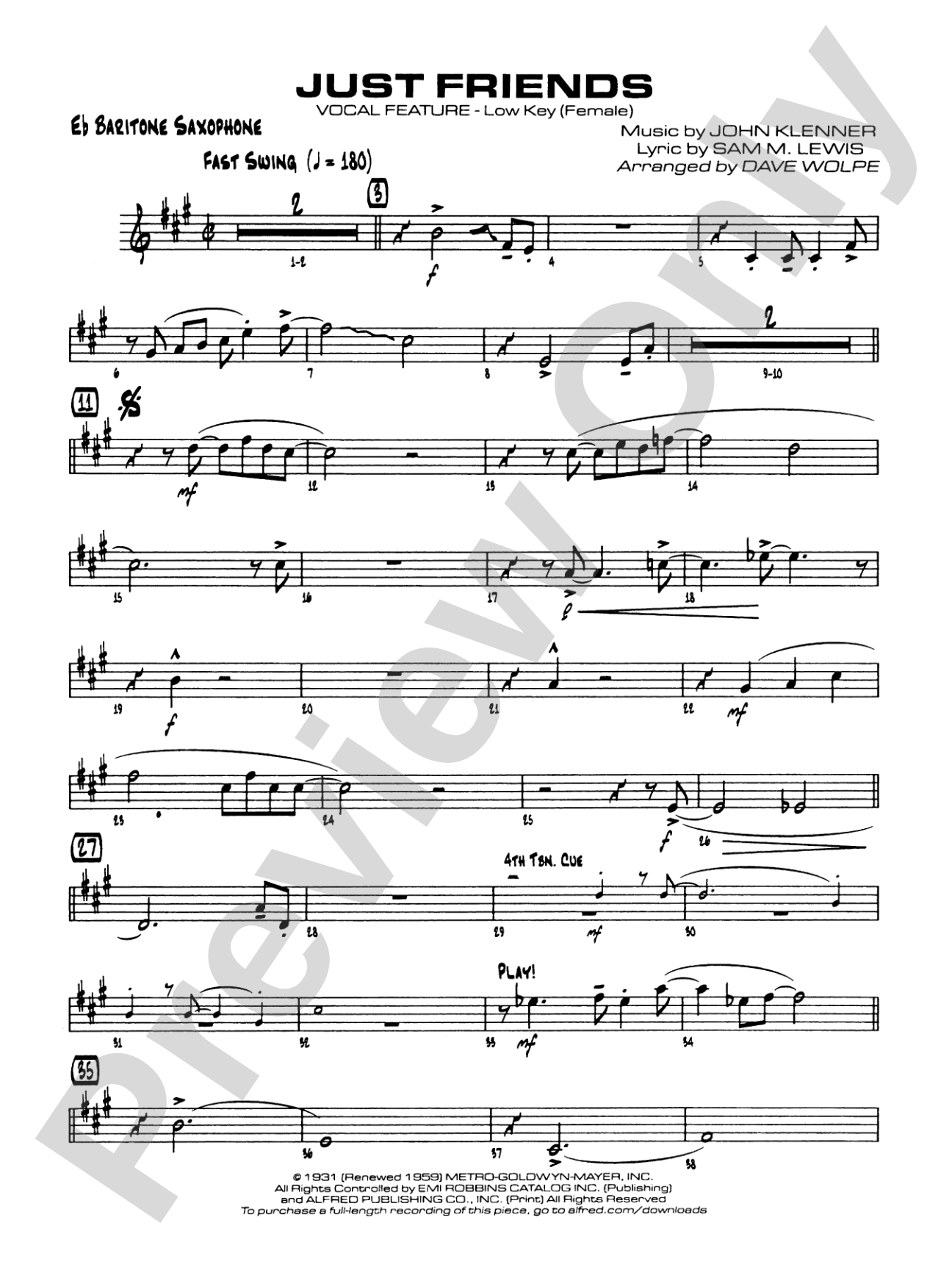 Just Friends: E-flat Baritone Saxophone
