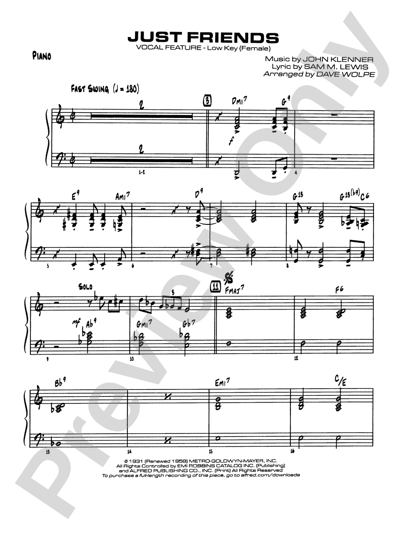 Just Friends: Piano Accompaniment