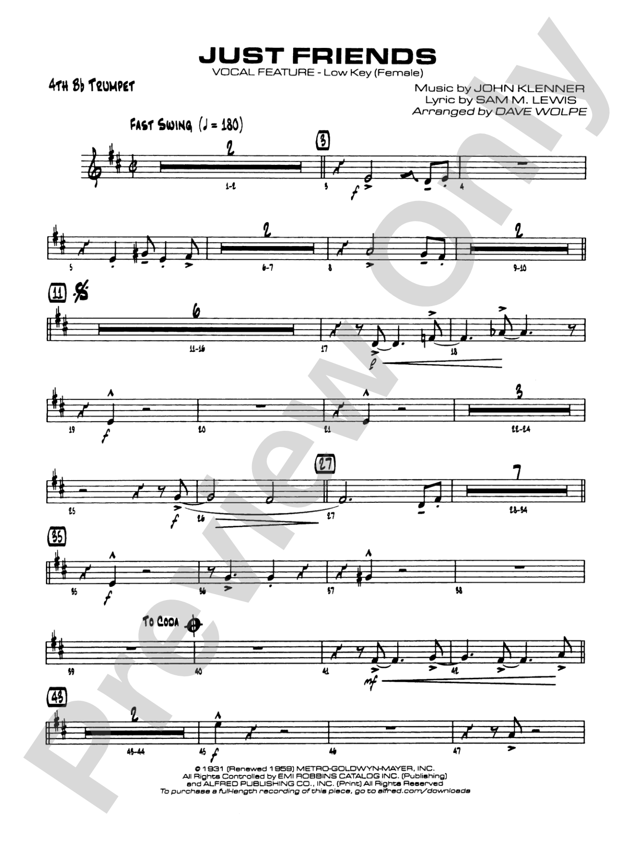 Just Friends: 4th B-flat Trumpet