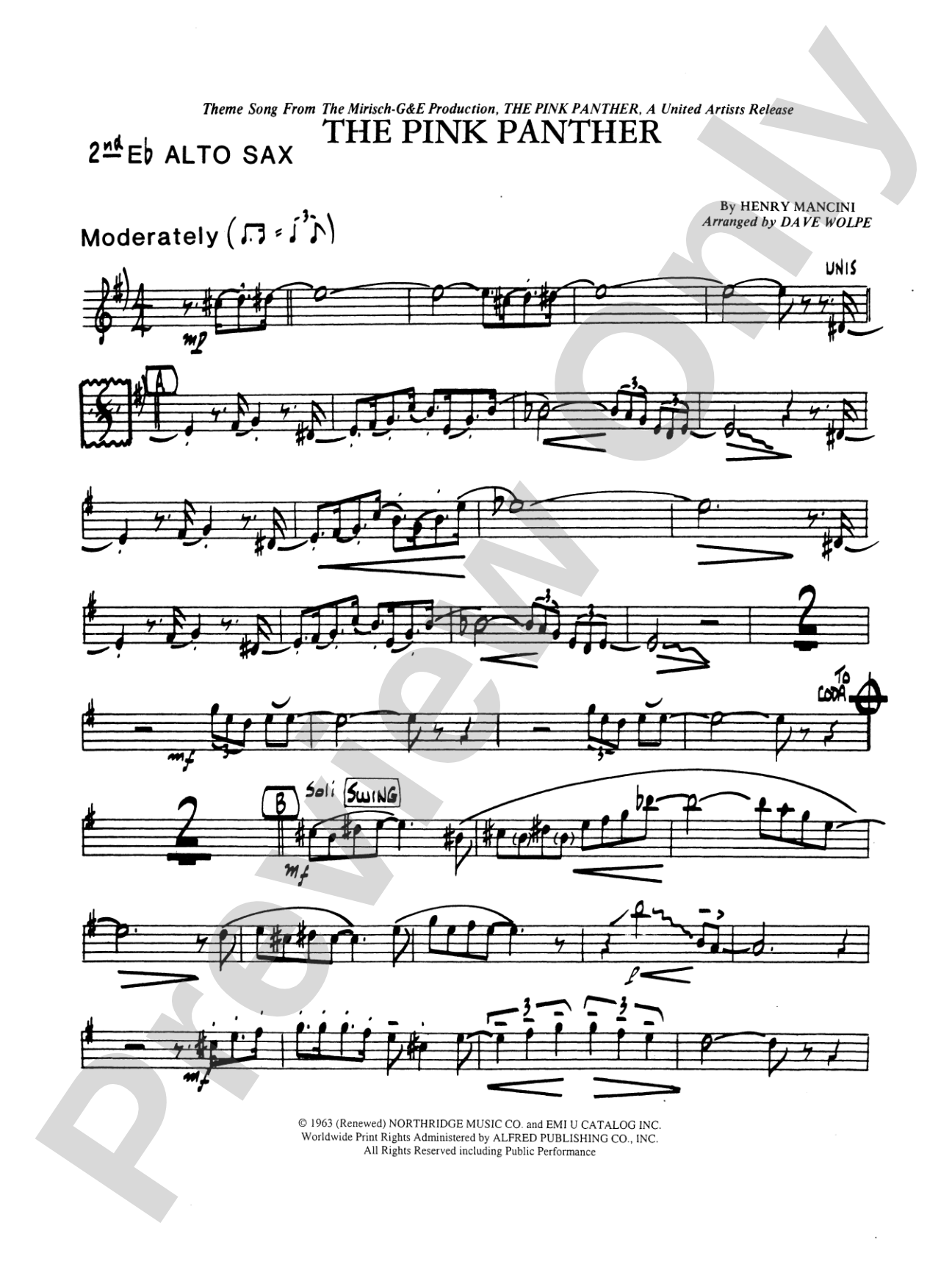 The Pink Panther: 2nd E-flat Alto Saxophone