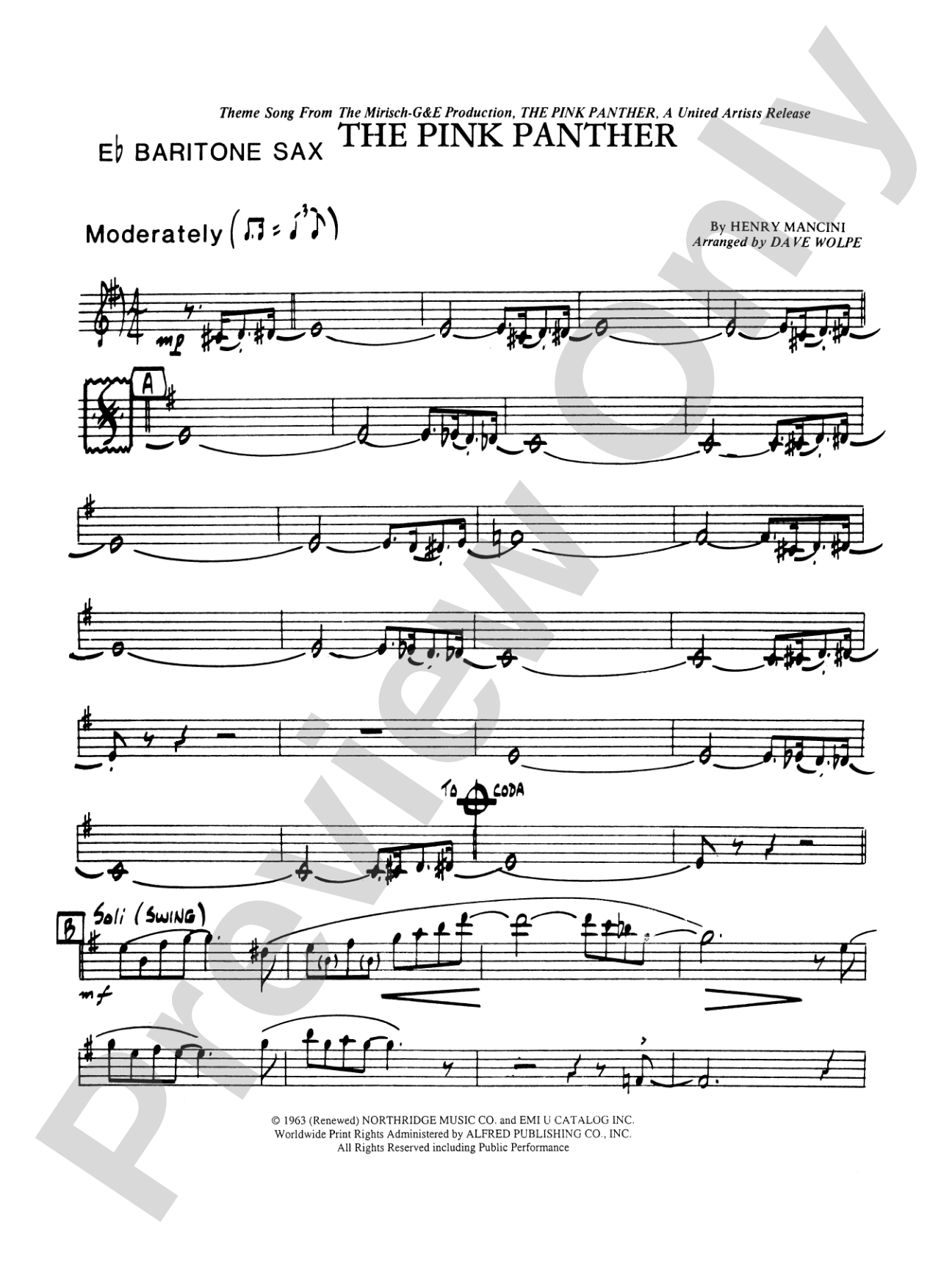 The Pink Panther: E-flat Baritone Saxophone