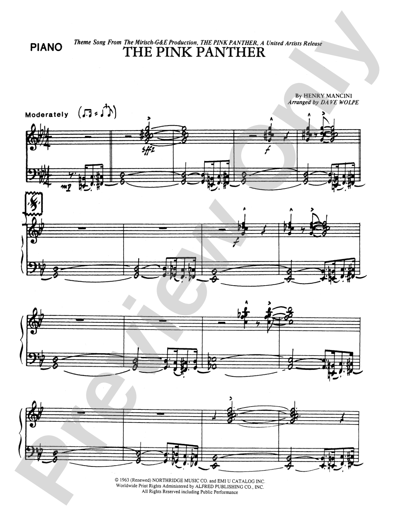 The Pink Panther: Piano Accompaniment