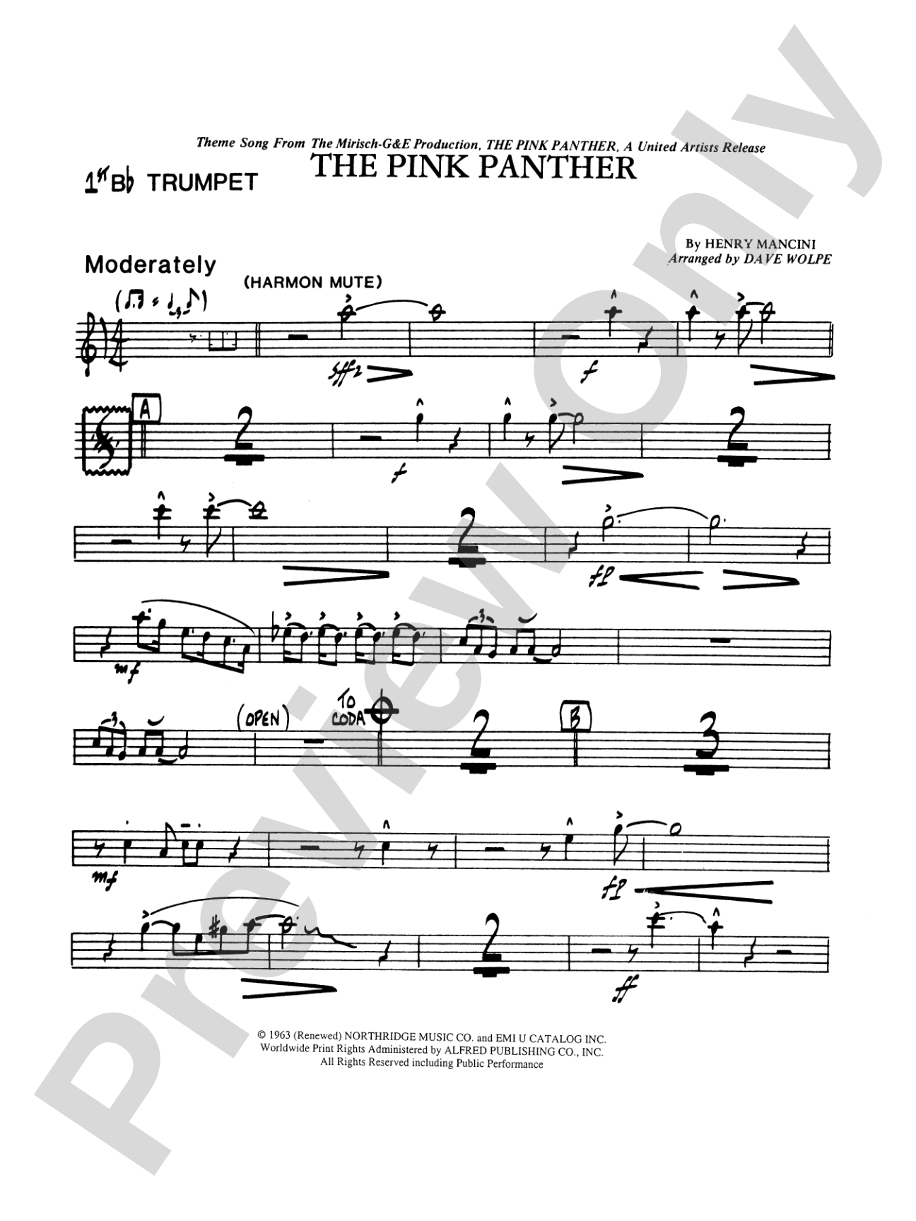 The Pink Panther: 1st B-flat Trumpet