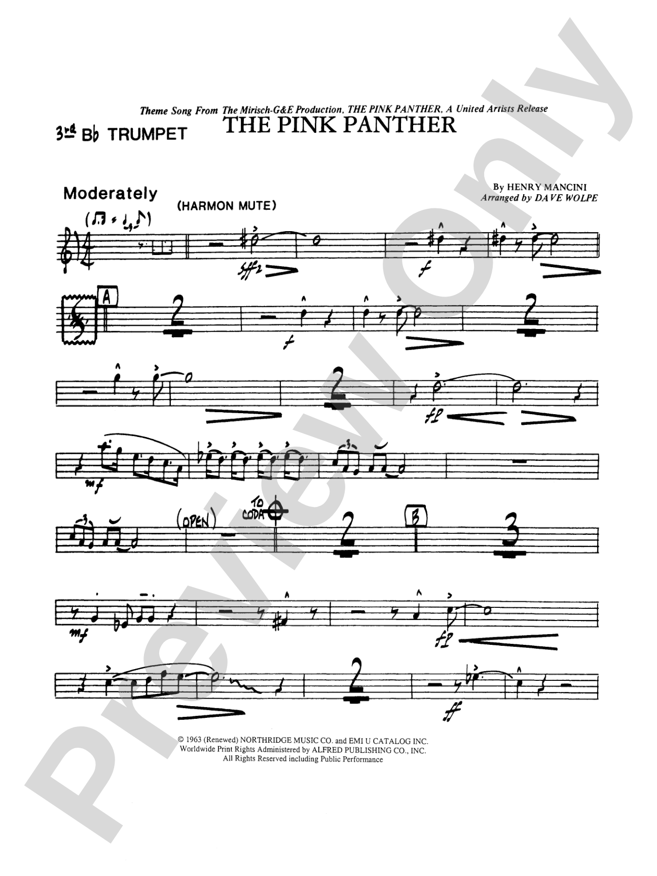 The Pink Panther: 3rd B-flat Trumpet