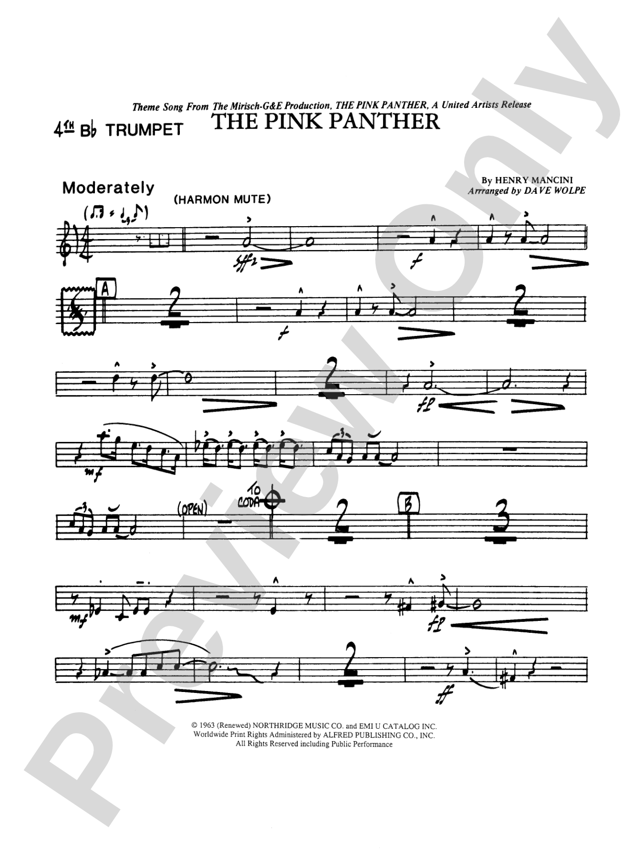 The Pink Panther: 4th B-flat Trumpet