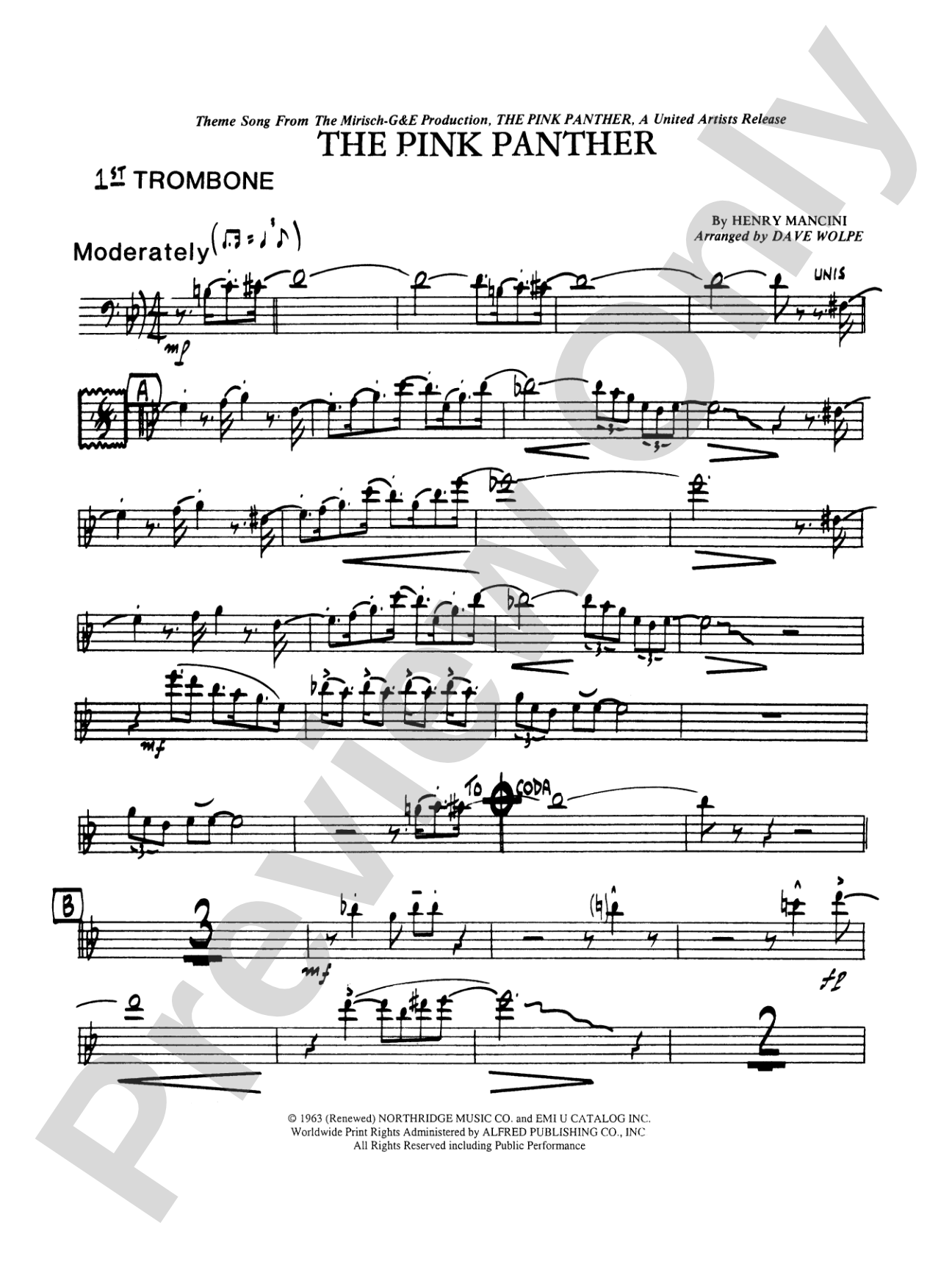 The Pink Panther: 1st Trombone