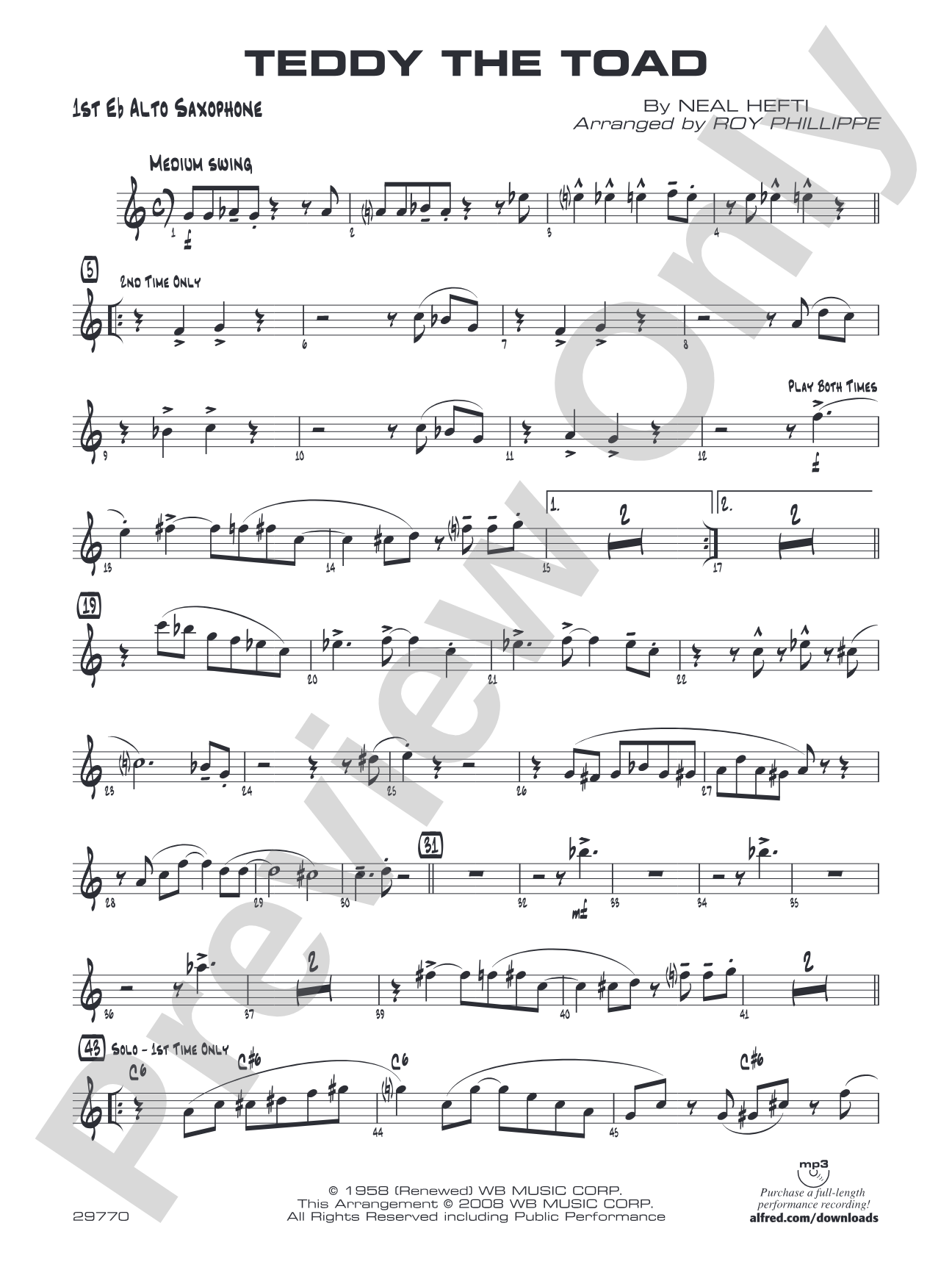 Teddy the Toad: E-flat Alto Saxophone
