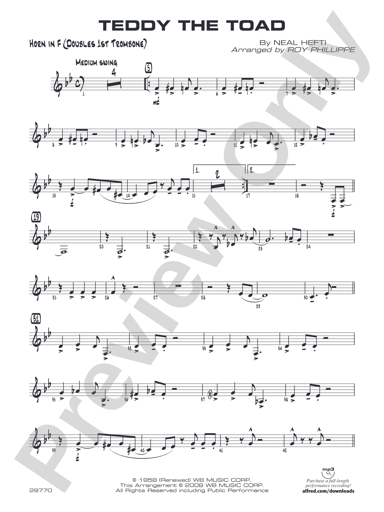 Teddy the Toad: 1st F Horn