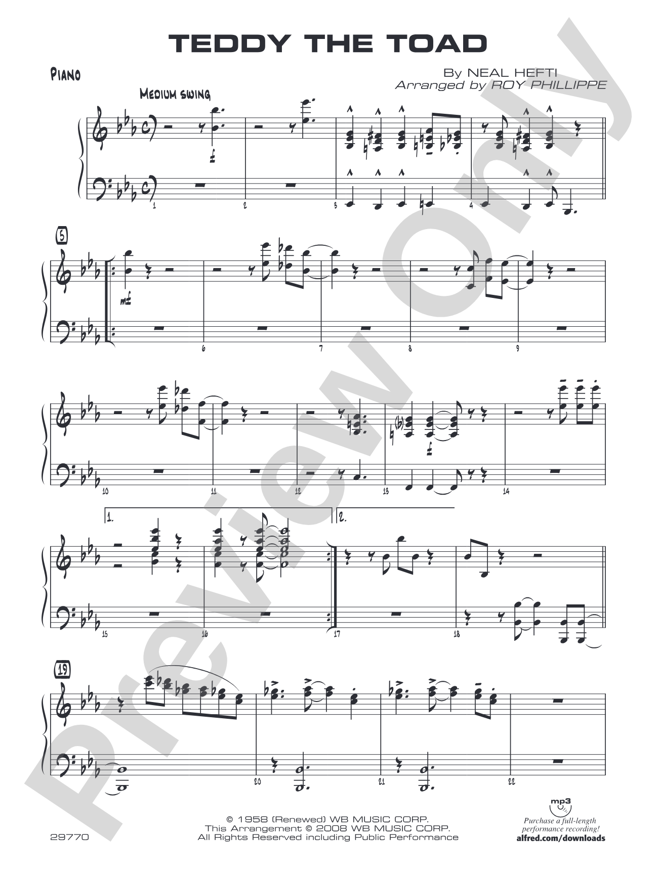 Teddy the Toad: Piano Accompaniment