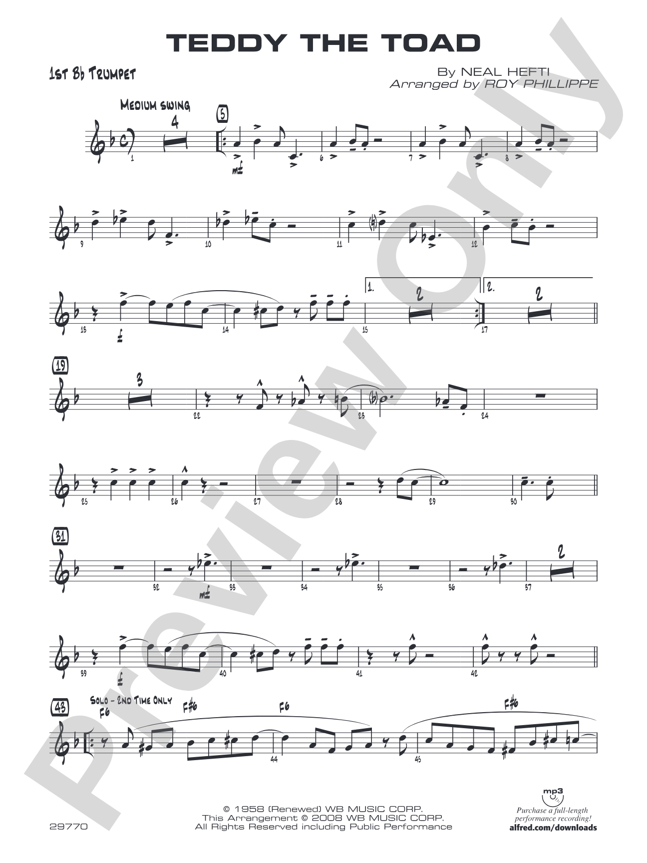 Teddy the Toad: 1st B-flat Trumpet
