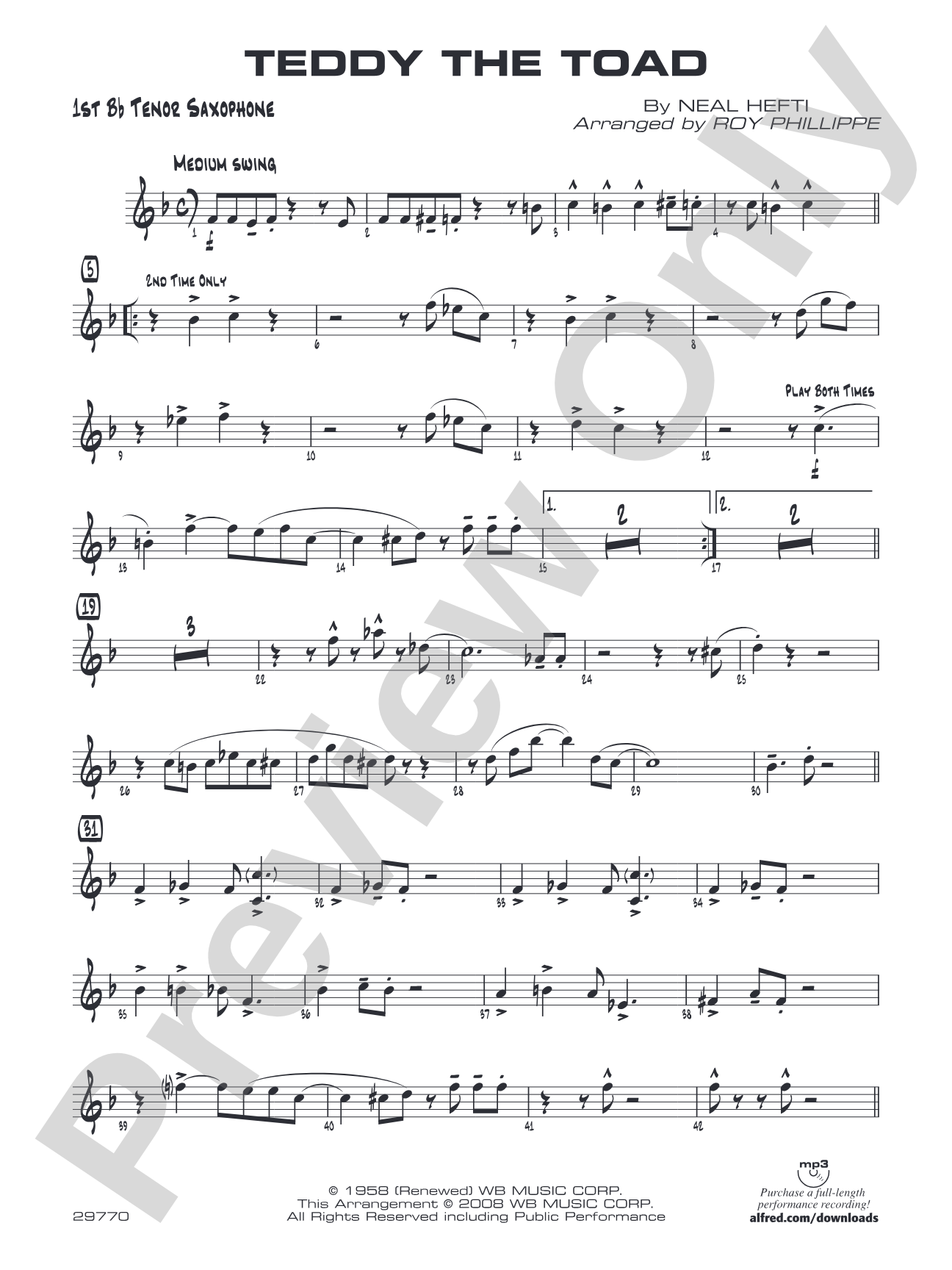 Teddy the Toad: B-flat Tenor Saxophone