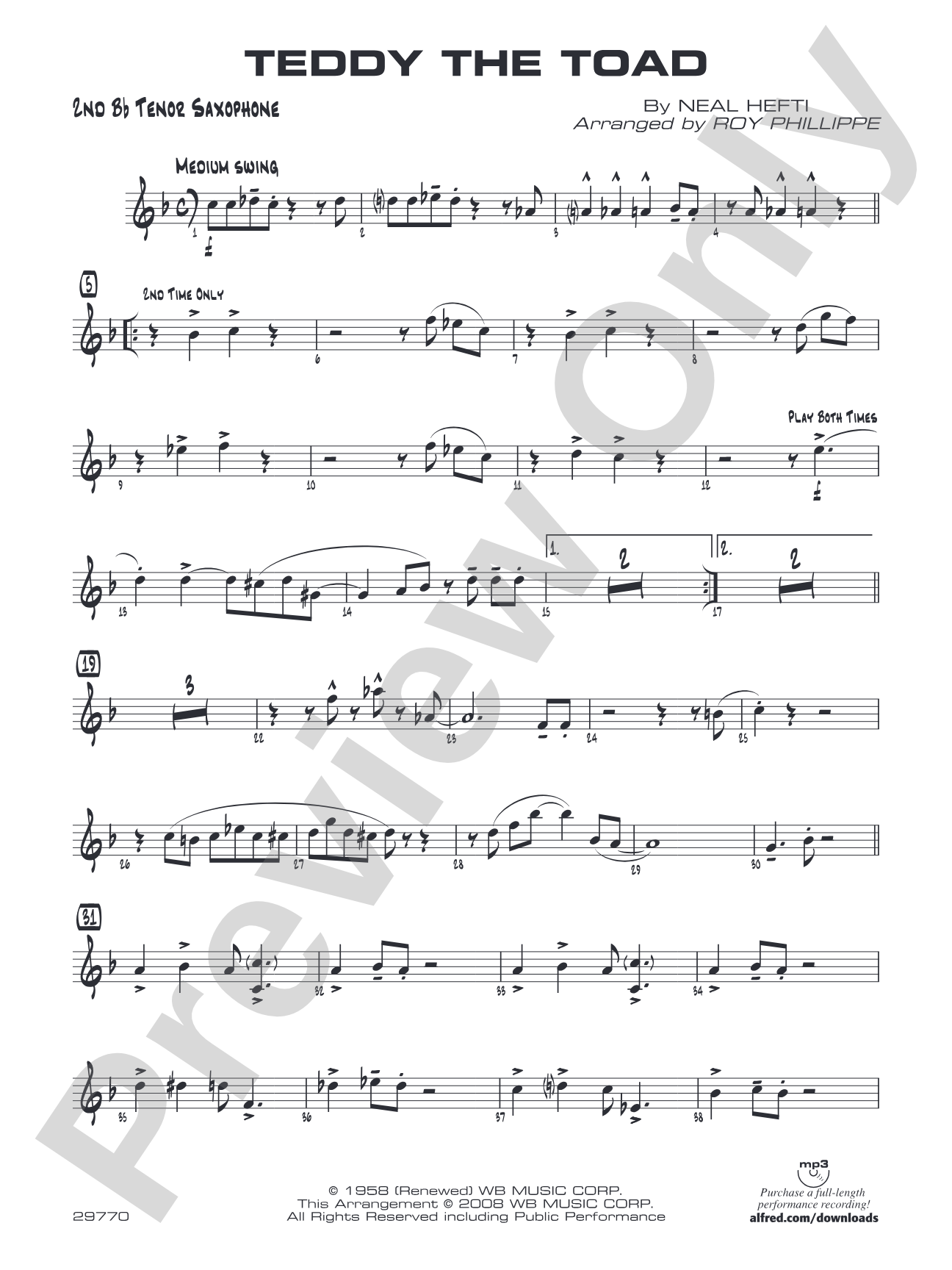 Teddy the Toad: 2nd B-flat Tenor Saxophone
