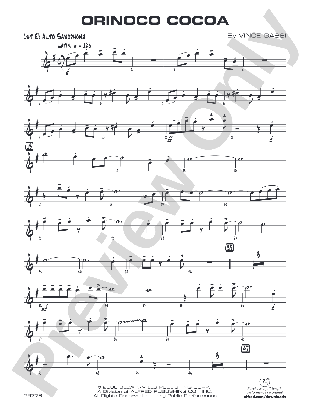 Orinoco Cocoa: E-flat Alto Saxophone