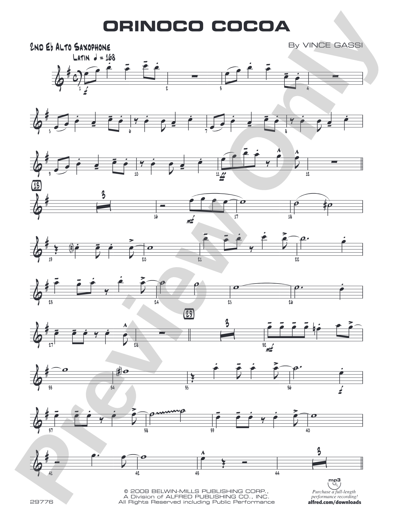 Orinoco Cocoa: 2nd E-flat Alto Saxophone