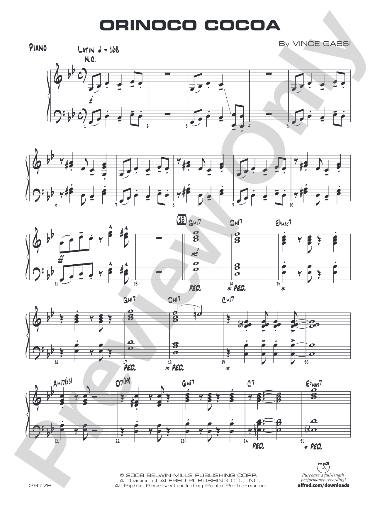Orinoco Cocoa: Piano Accompaniment