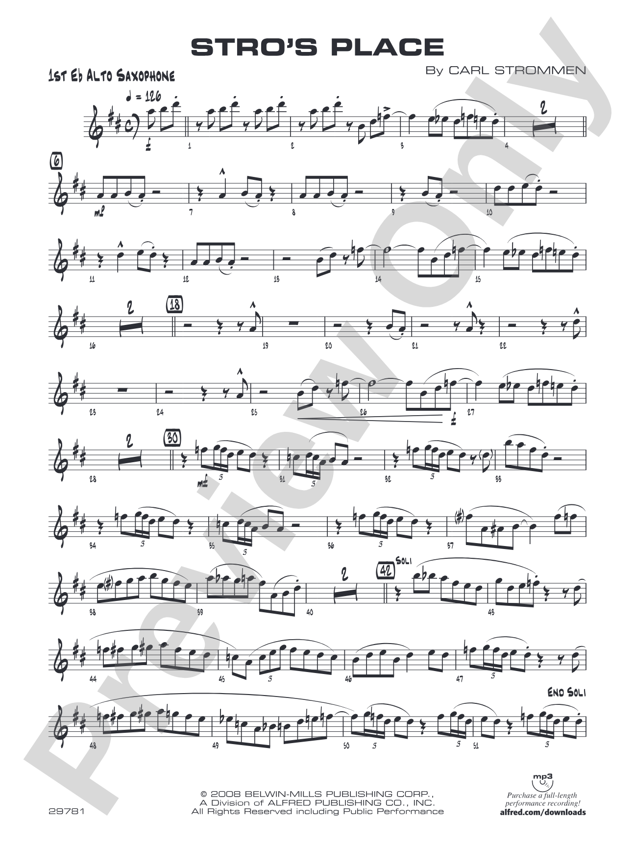 Stro's Place: E-flat Alto Saxophone