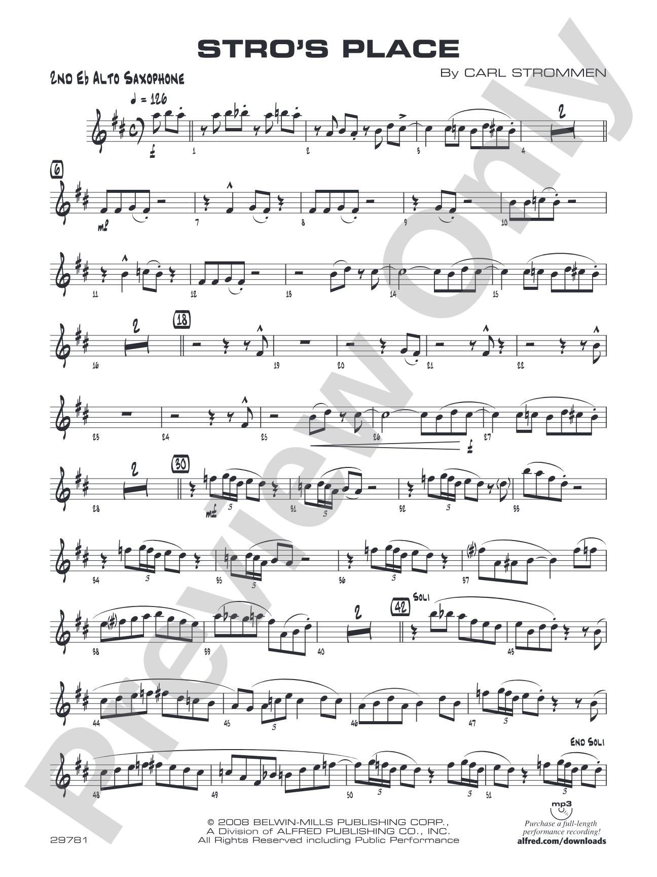 Stro's Place: 2nd E-flat Alto Saxophone