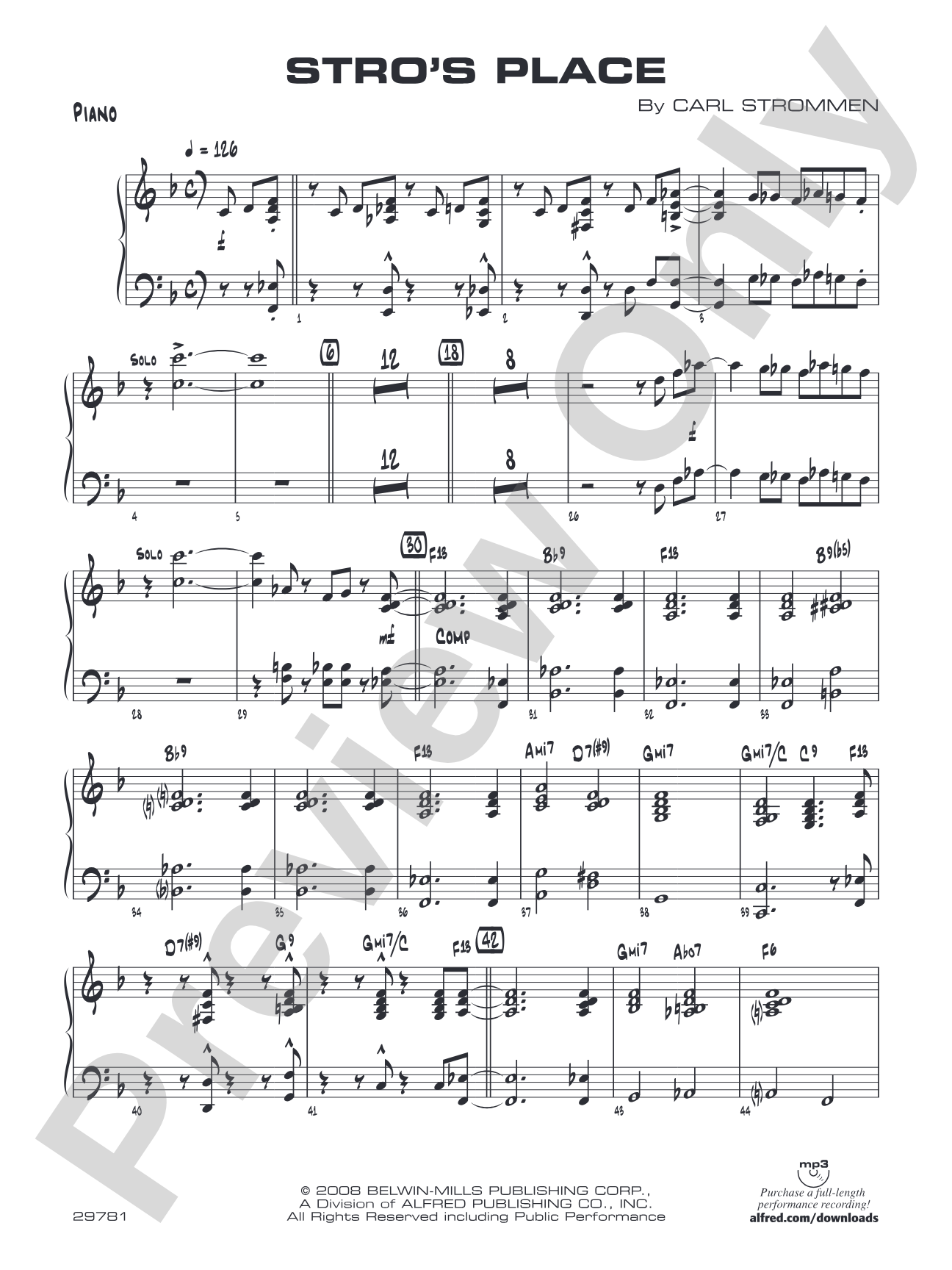 Stro's Place: Piano Accompaniment