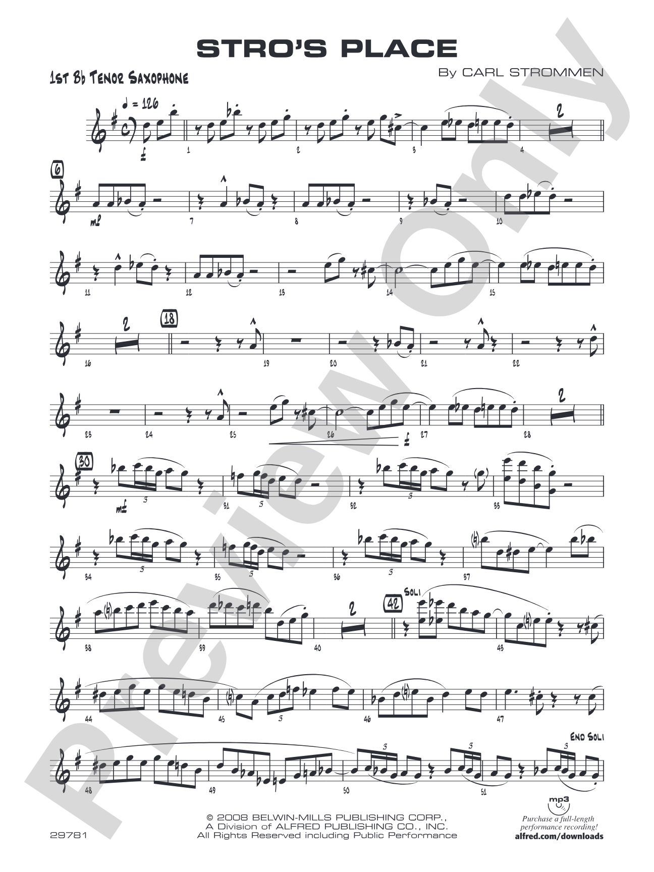 Stro's Place: B-flat Tenor Saxophone