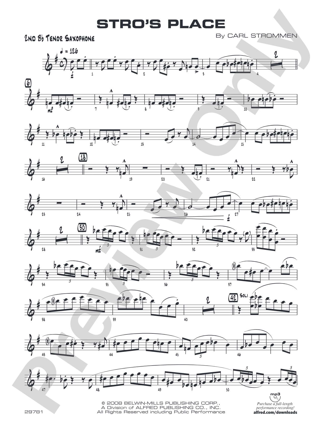Stro's Place: 2nd B-flat Tenor Saxophone