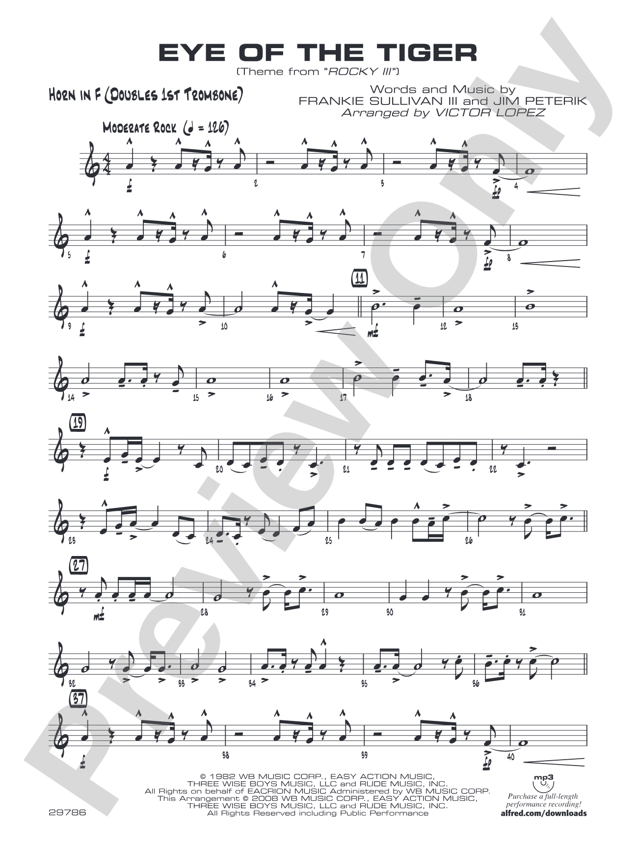 Eye of the Tiger: 1st F Horn