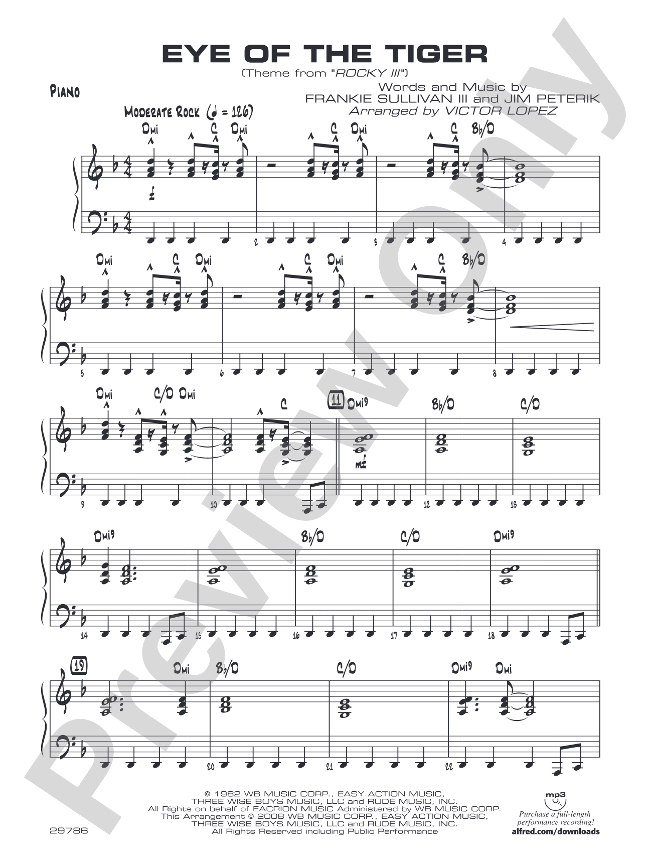 Eye of the Tiger: Piano Accompaniment