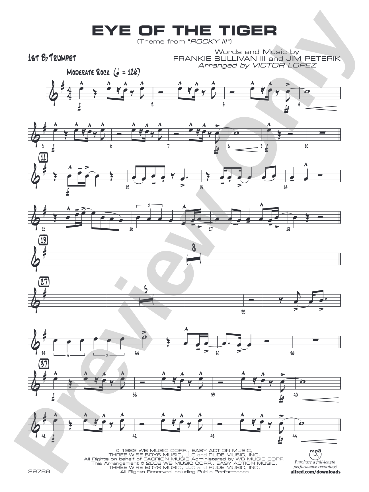 Eye of the Tiger: 1st B-flat Trumpet