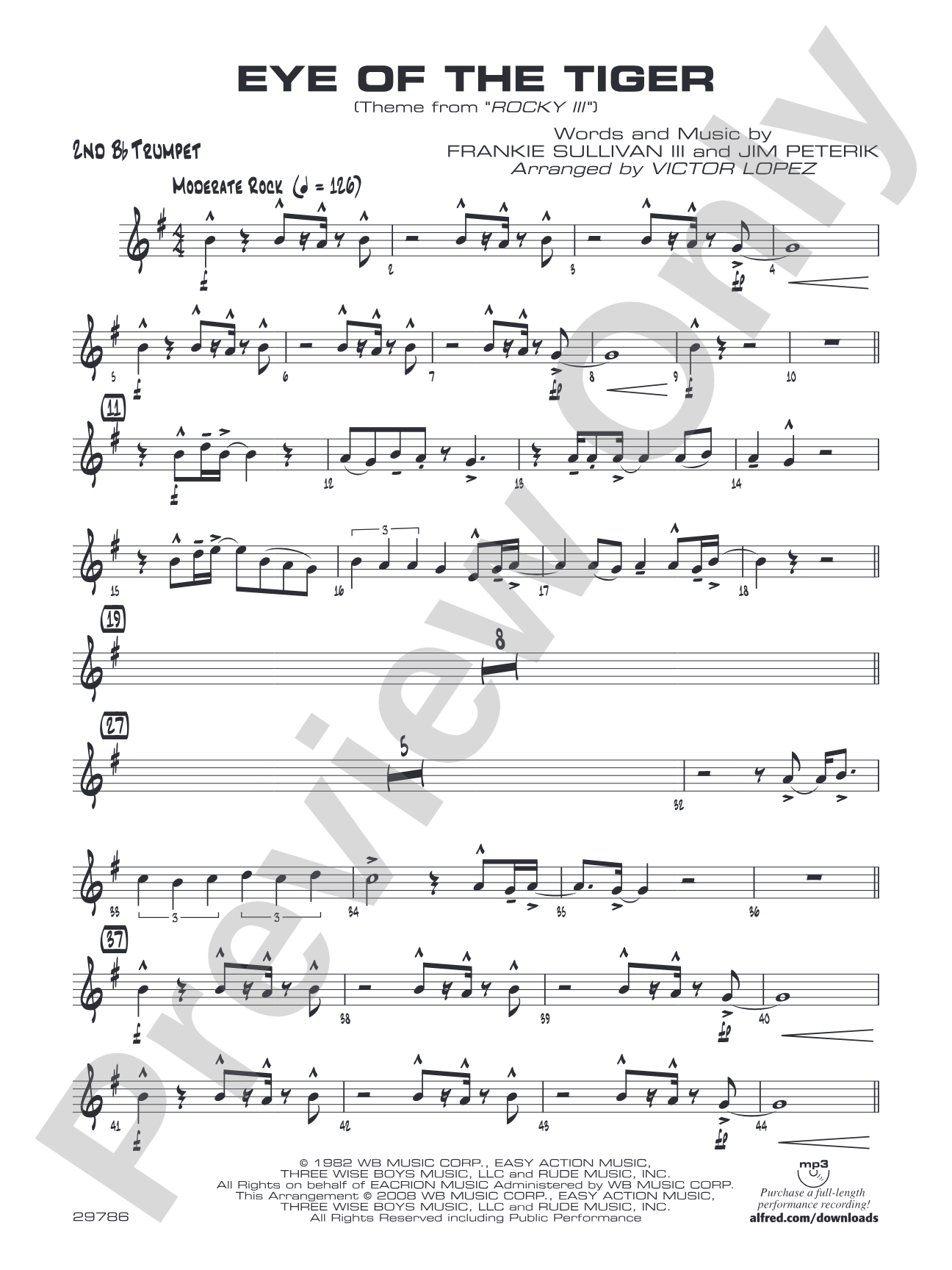 Eye of the Tiger: 2nd B-flat Trumpet