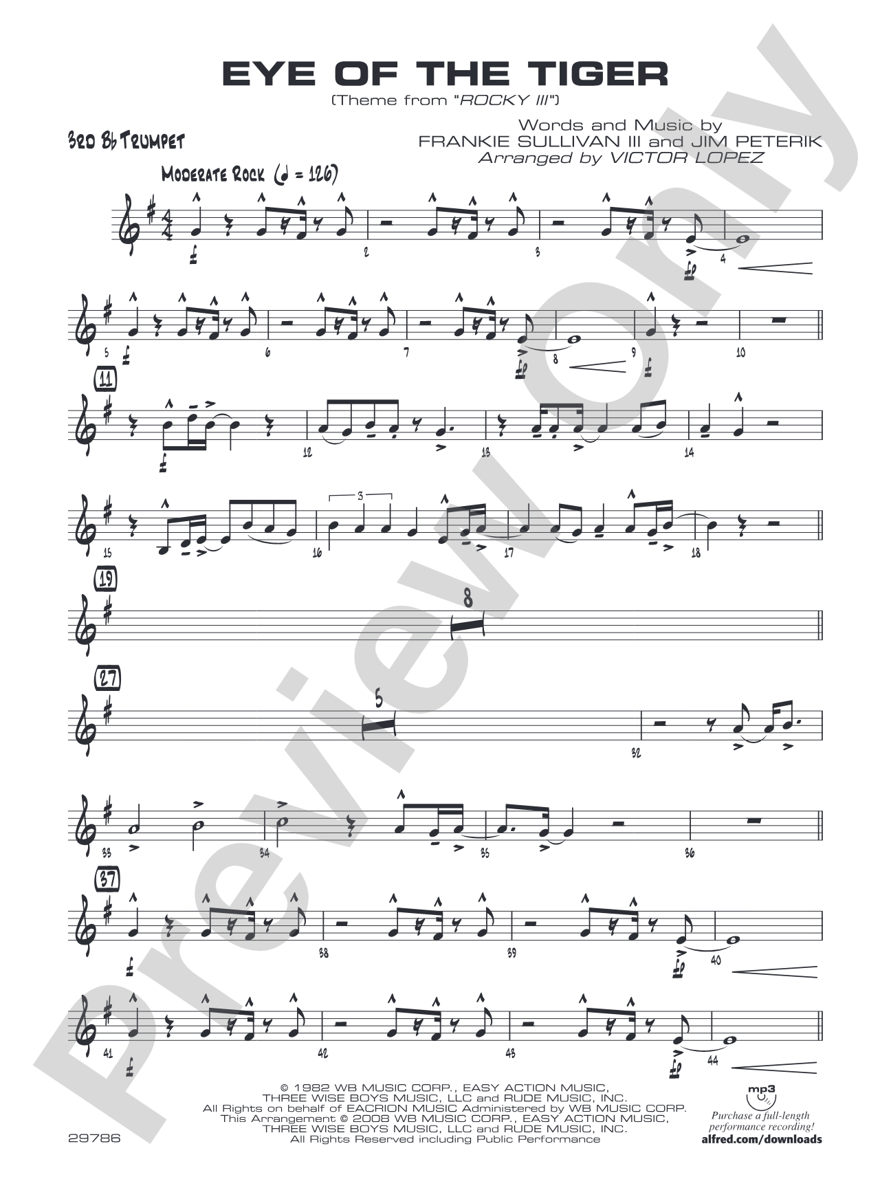 Eye of the Tiger: 3rd B-flat Trumpet